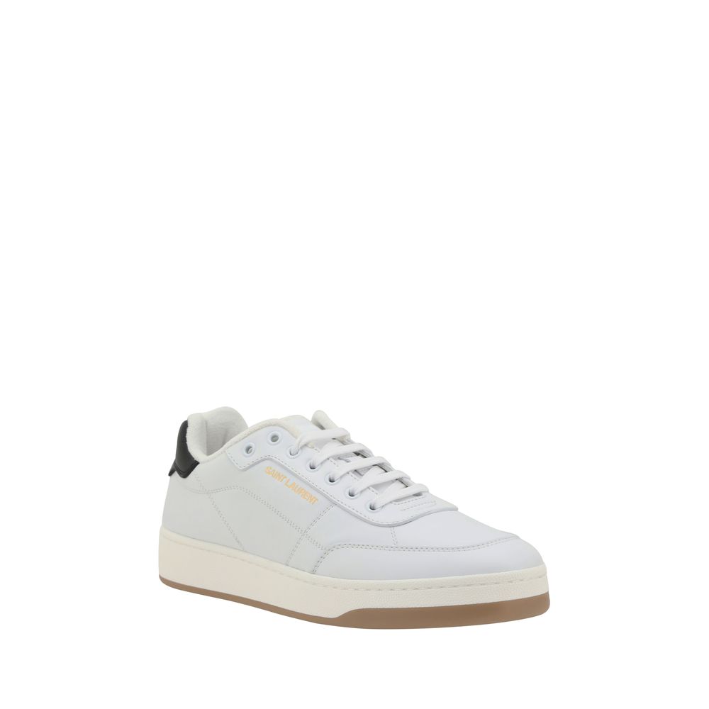 Saint Laurent White Calf Leather Bos Taurus Low Top Sneakers | Regal Royce