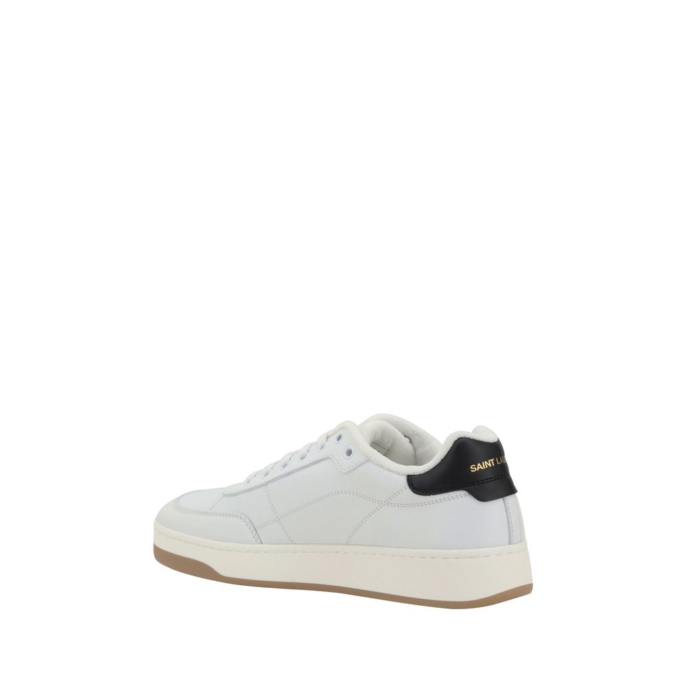 Saint Laurent White Calf Leather Bos Taurus Low Top Sneakers | Regal Royce