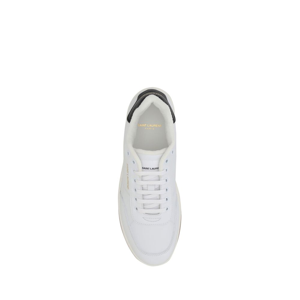 Saint Laurent White Calf Leather Bos Taurus Low Top Sneakers | Regal Royce