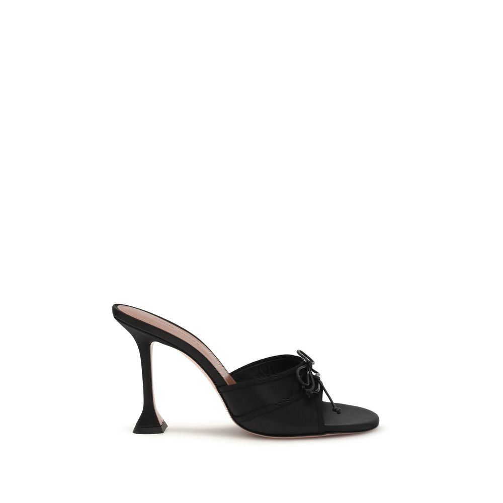 Amina Muaddi Black Fabric Stiletto Heel Sandals | Regal Royce
