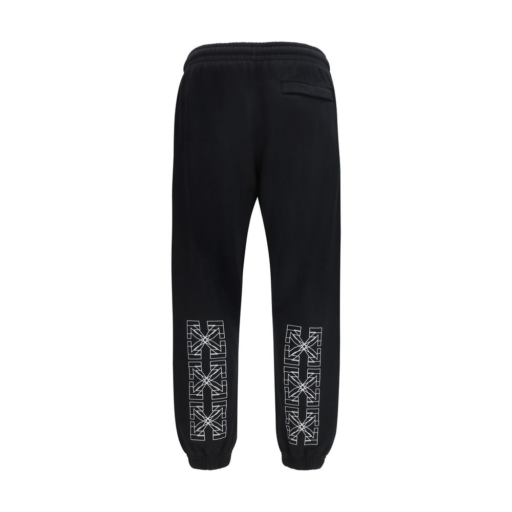 Off-White Black Cotton Joggers (Workout Pants) | Regal Royce