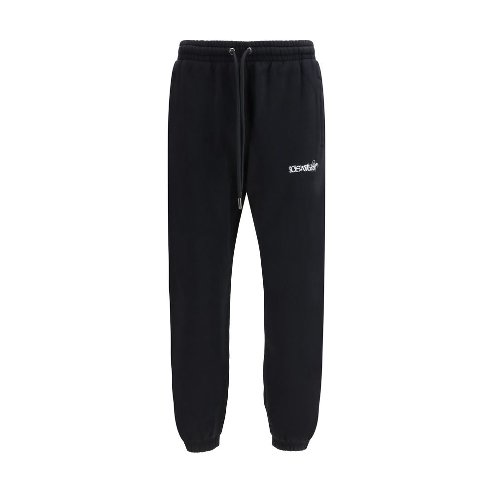 Off-White Black Cotton Joggers (Workout Pants) | Regal Royce