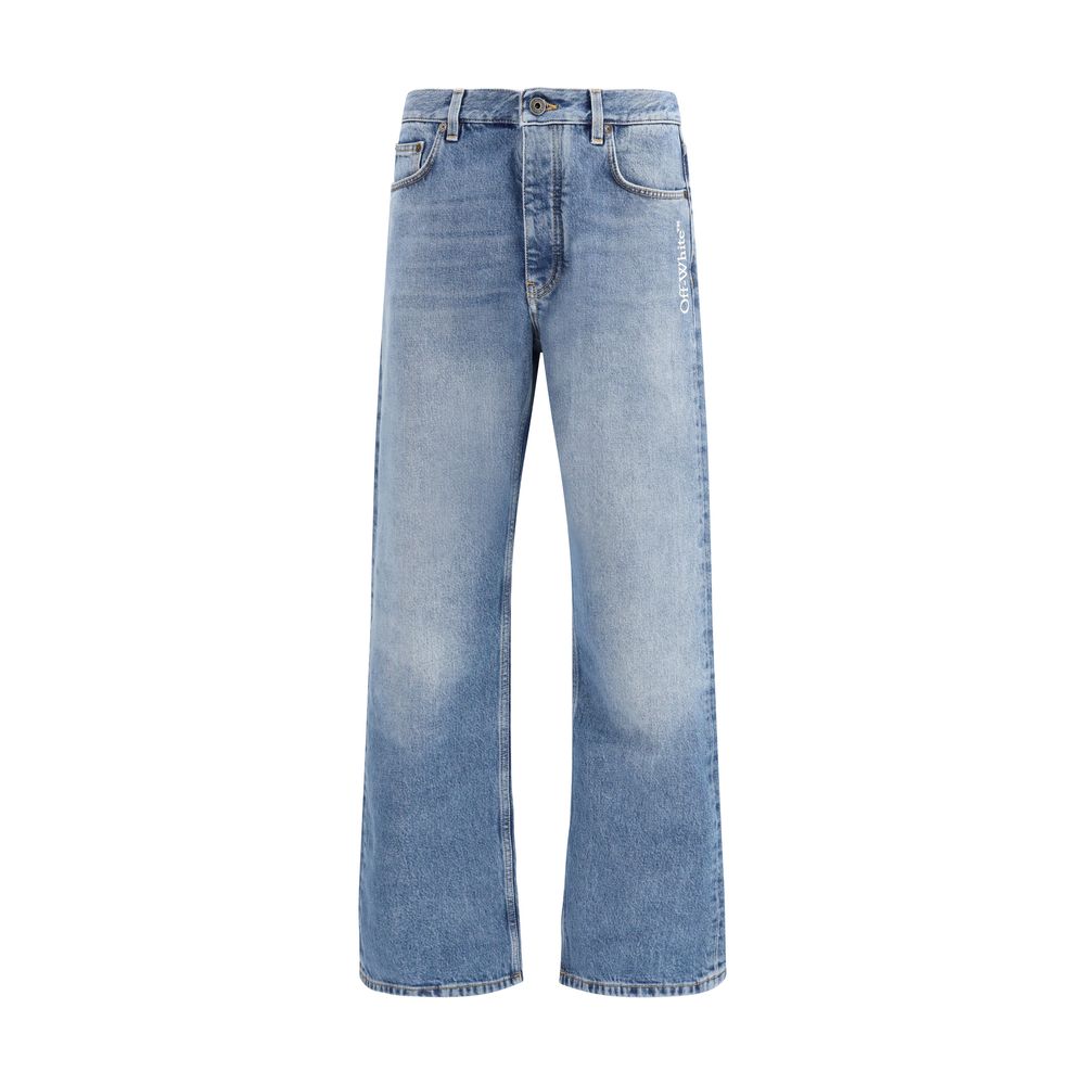 Off-White Blue Cotton Relaxed Fit Jeans | Regal Royce