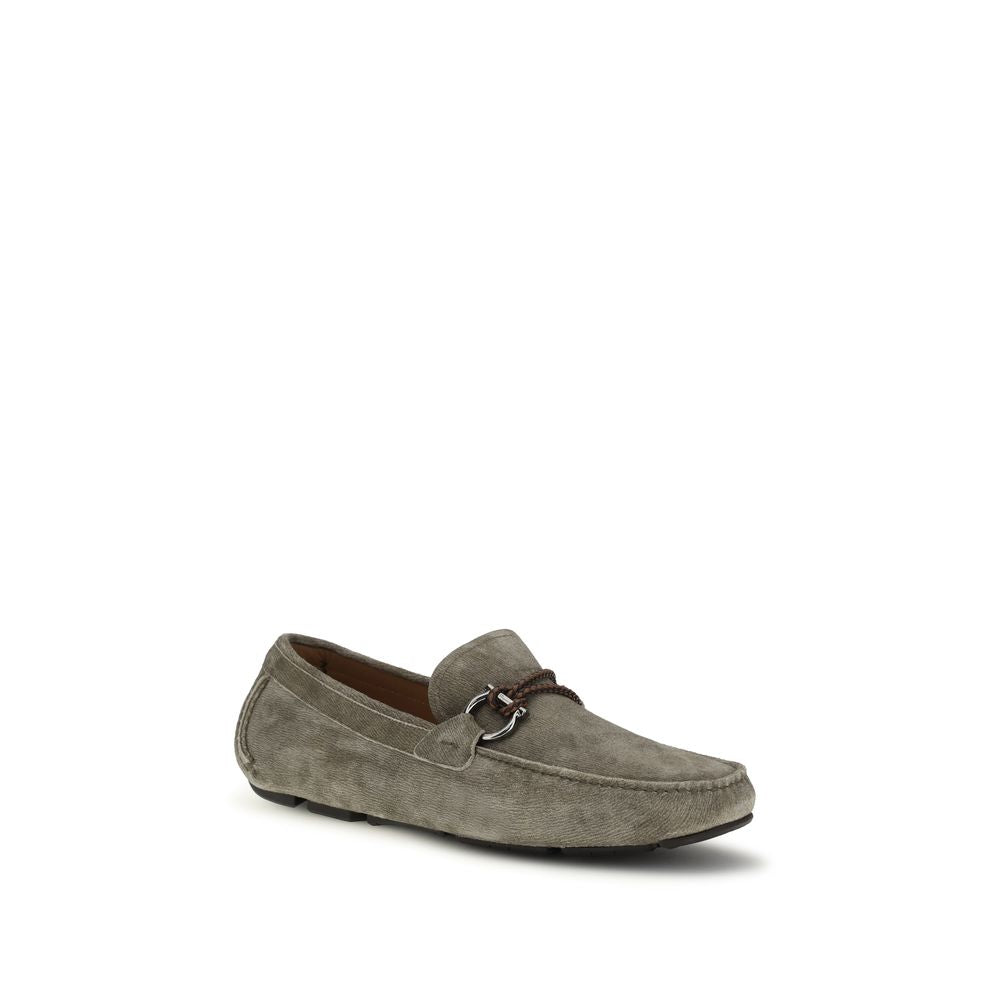 Ferragamo Gray Calf Leather Bos Taurus Slip-On Loafers | Regal Royce