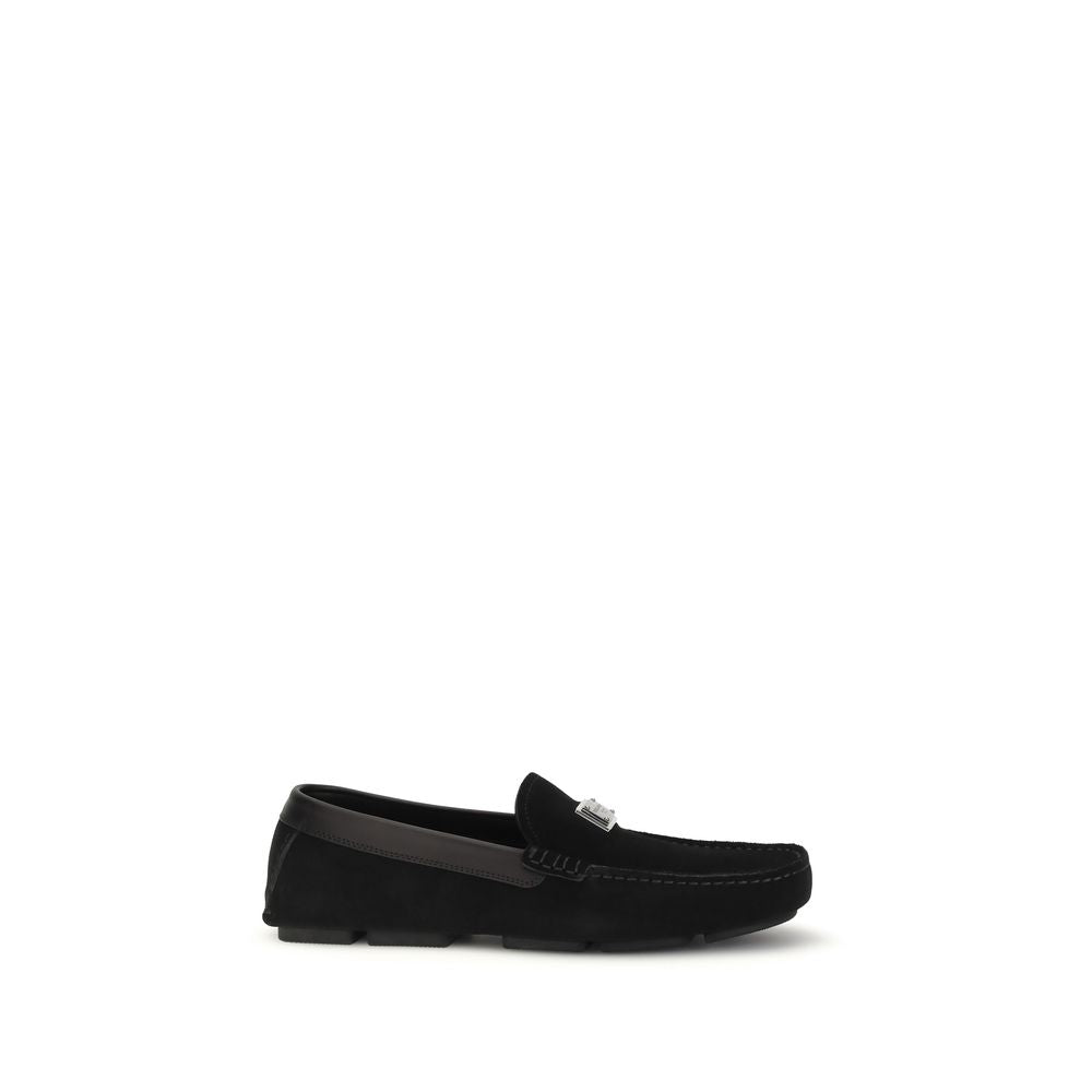 Dolce & Gabbana Black Calf Leather Bos Taurus Slip-On Loafers | Regal Royce