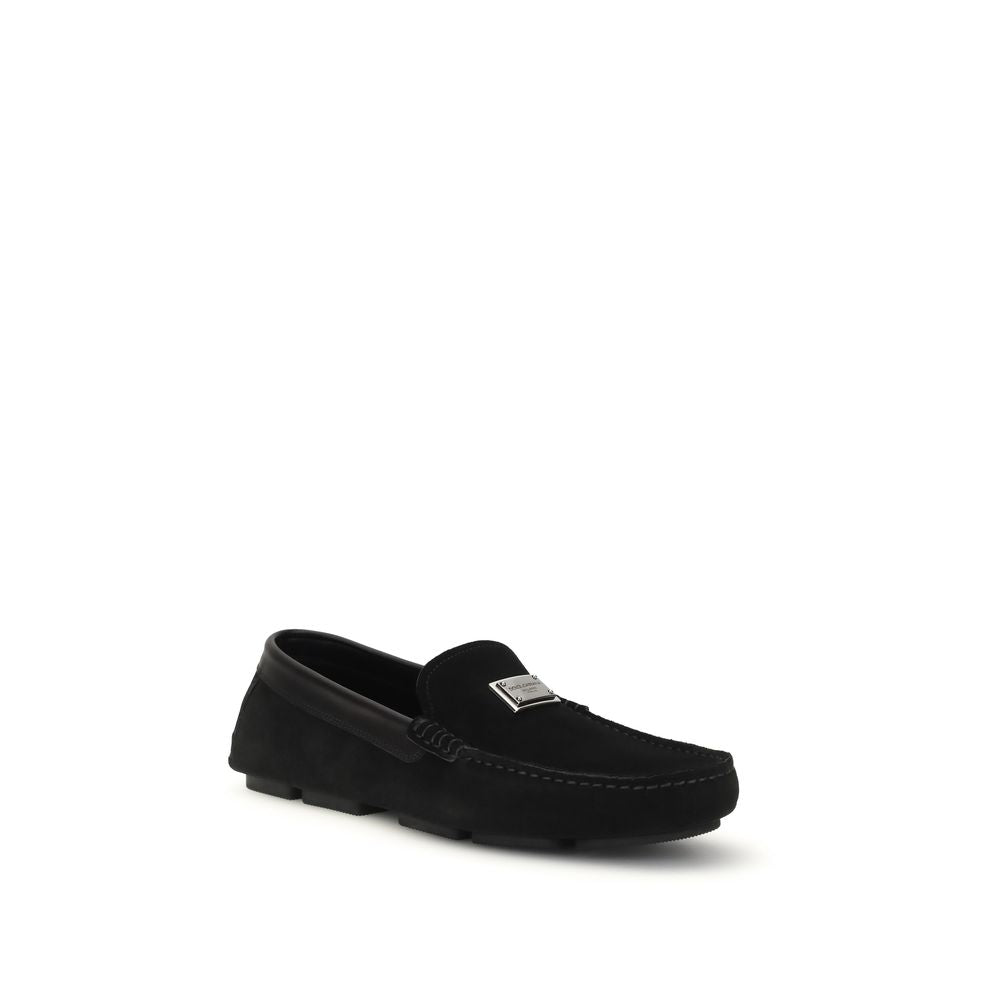 Dolce & Gabbana Black Calf Leather Bos Taurus Slip-On Loafers | Regal Royce