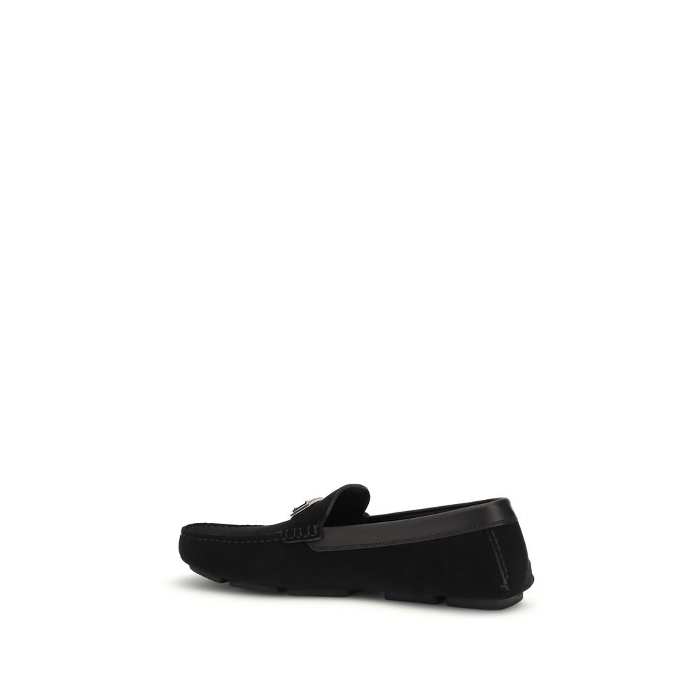 Dolce & Gabbana Black Calf Leather Bos Taurus Slip-On Loafers | Regal Royce