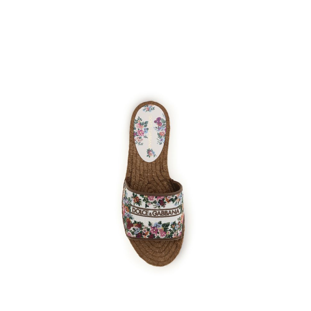 Dolce & Gabbana Multicolor Fabric Flat Sandals | Regal Royce