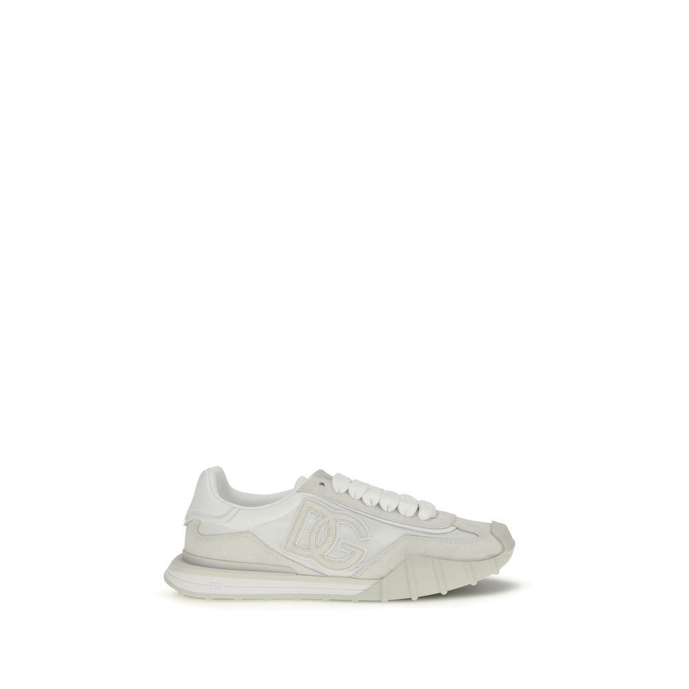Dolce & Gabbana White Calf Leather Bos Taurus Athletic Sneakers | Regal Royce