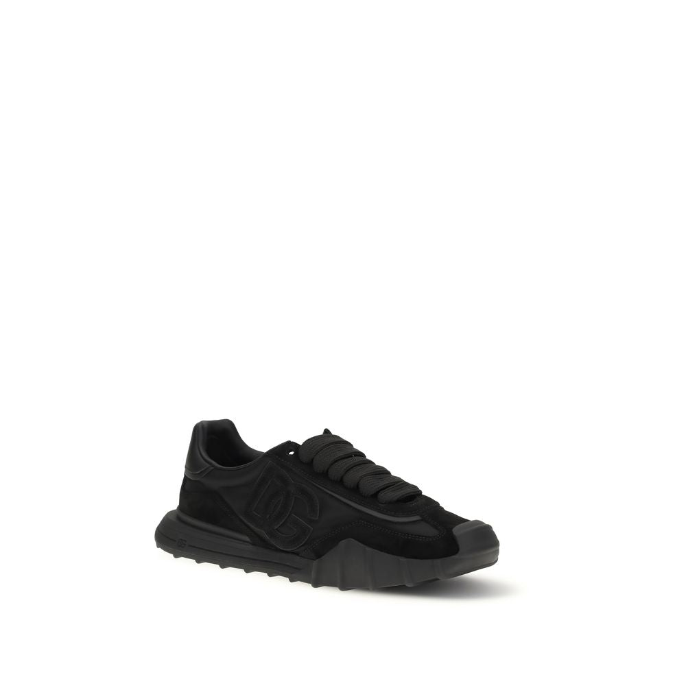Dolce & Gabbana Black Calf Leather Bos Taurus Athletic Sneakers | Regal Royce