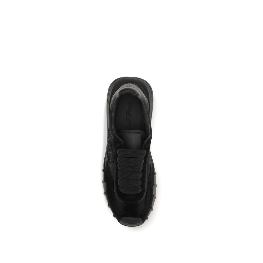 Dolce & Gabbana Black Calf Leather Bos Taurus Athletic Sneakers | Regal Royce