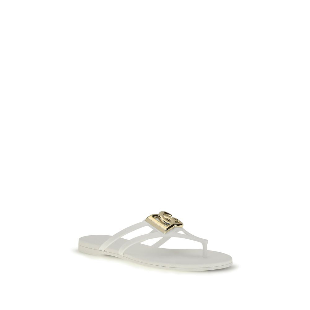 Dolce & Gabbana White Rubber Flip-Flop Sandals | Regal Royce