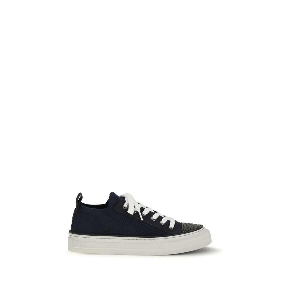 Brunello Cucinelli Blue Cotton Low Top Sneakers | Regal Royce