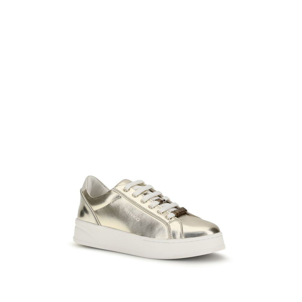 PINKO Gold Calf Leather Bos Taurus Platform Sneakers | Regal Royce