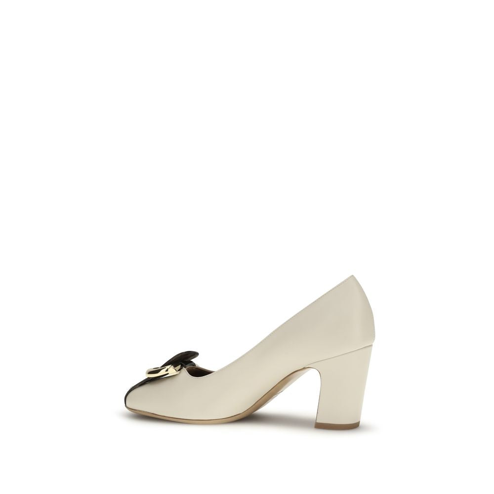 Ferragamo Beige Calf Leather Bos Taurus High Heel Pumps | Regal Royce