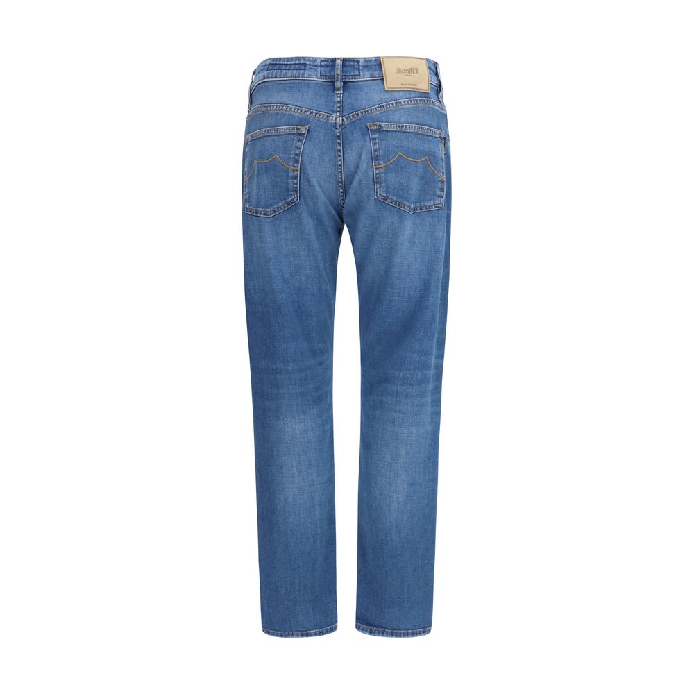 MooRER Blue Cotton Straight-Leg Jeans | Regal Royce