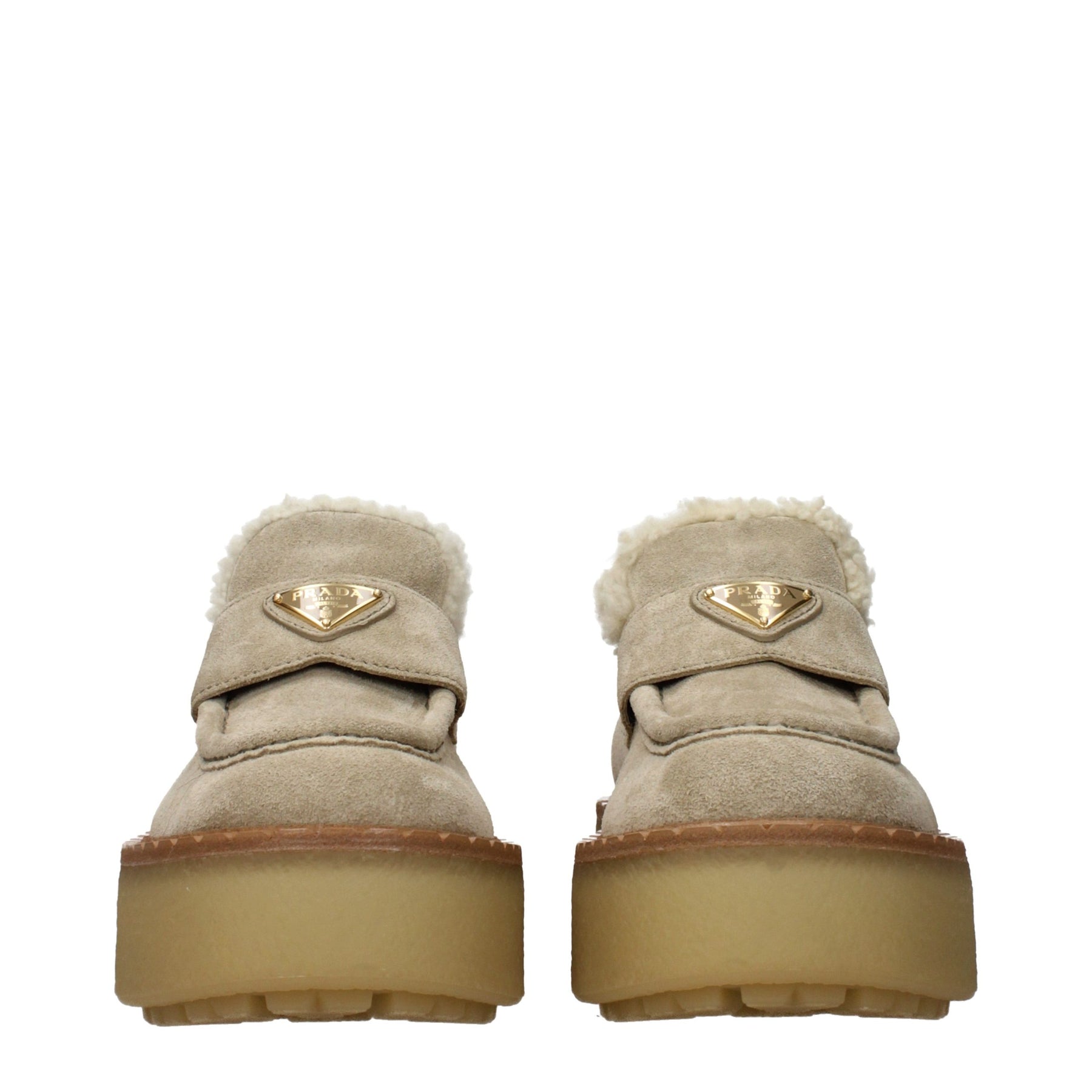 Prada Beige Leather Platform Loafers | Regal Royce