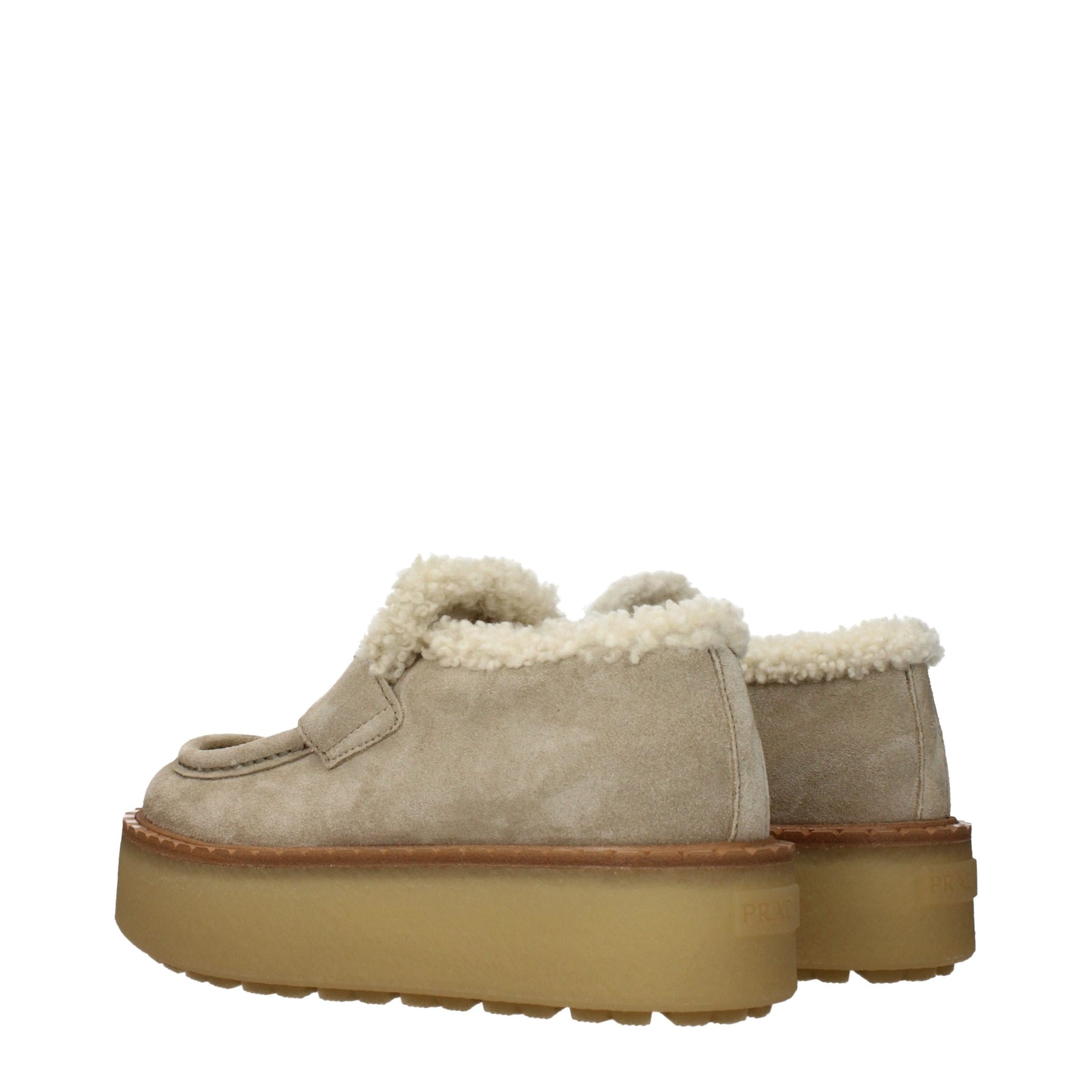 Prada Beige Leather Platform Loafers | Regal Royce