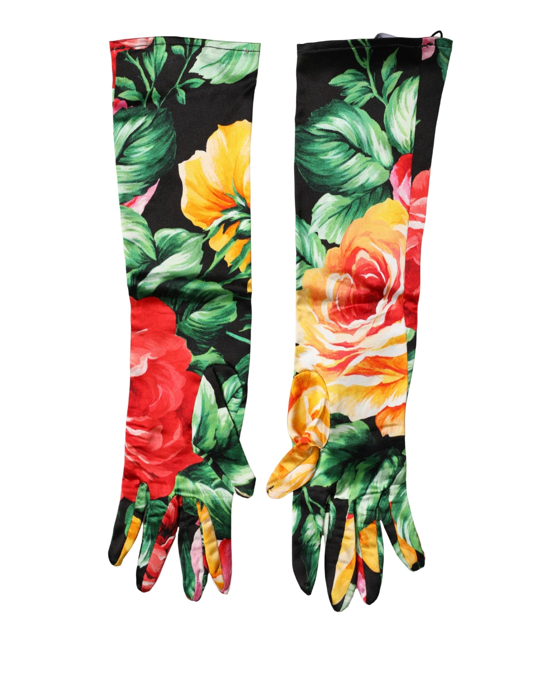 Dolce & Gabbana Multicolor Floral Print Elbow Length Women Gloves | Regal Royce