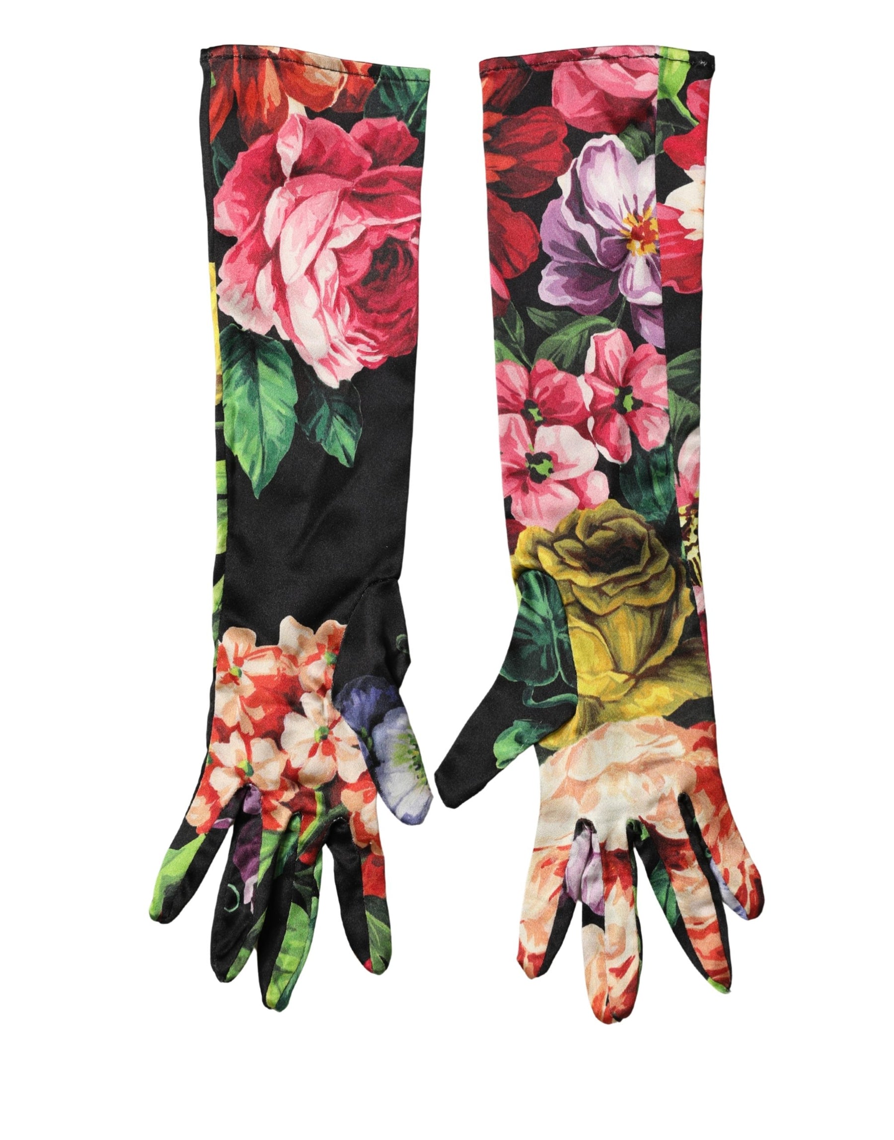 Dolce & Gabbana Multicolor Floral Print Elbow Length Women Gloves | Regal Royce