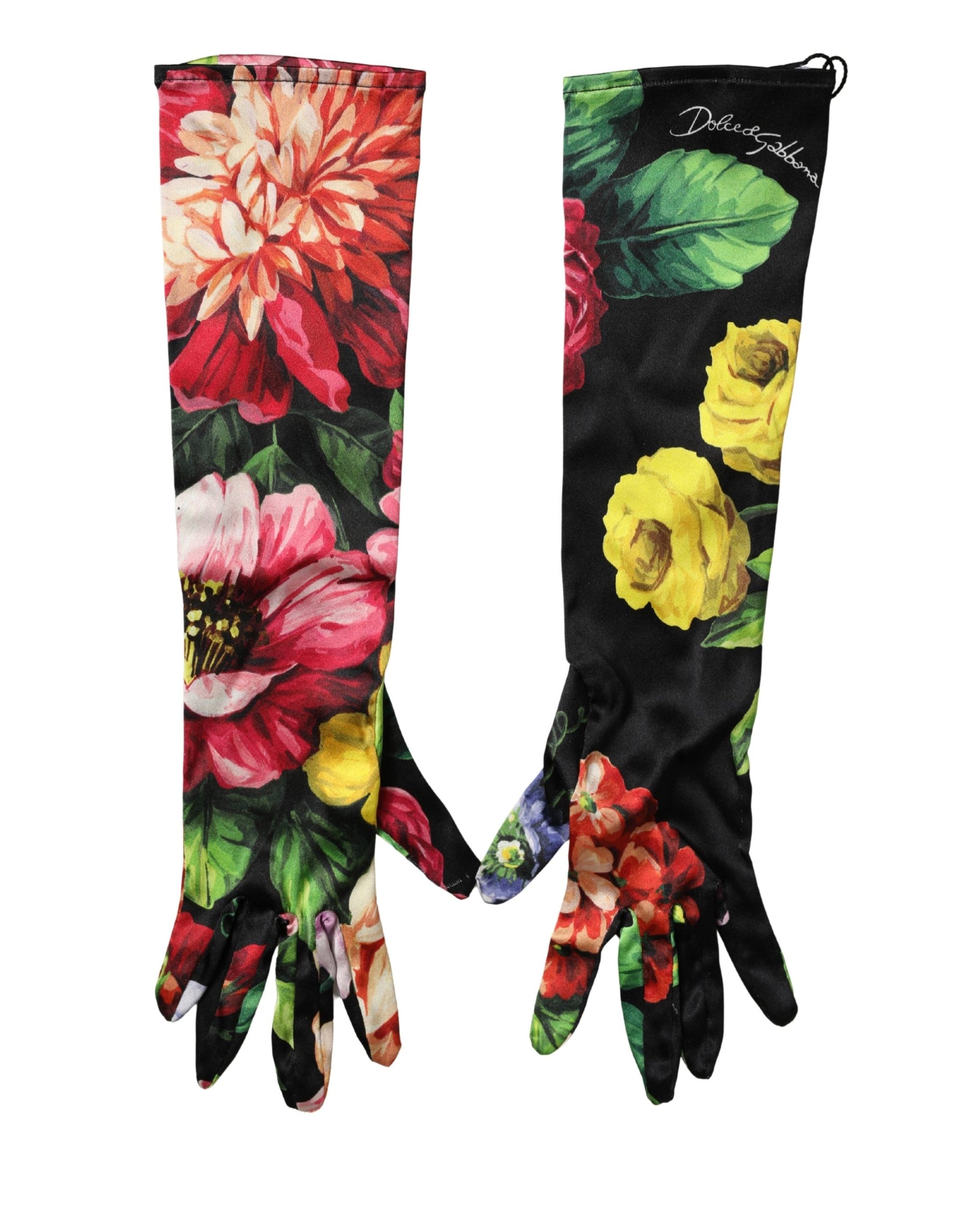 Dolce & Gabbana Multicolor Floral Print Elbow Length Women Gloves | Regal Royce
