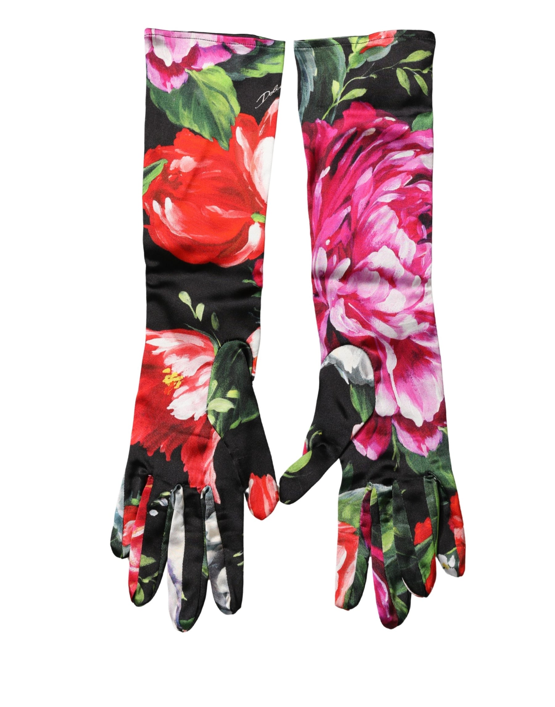 Dolce & Gabbana Multicolor Floral Print Elbow Length Women Gloves | Regal Royce
