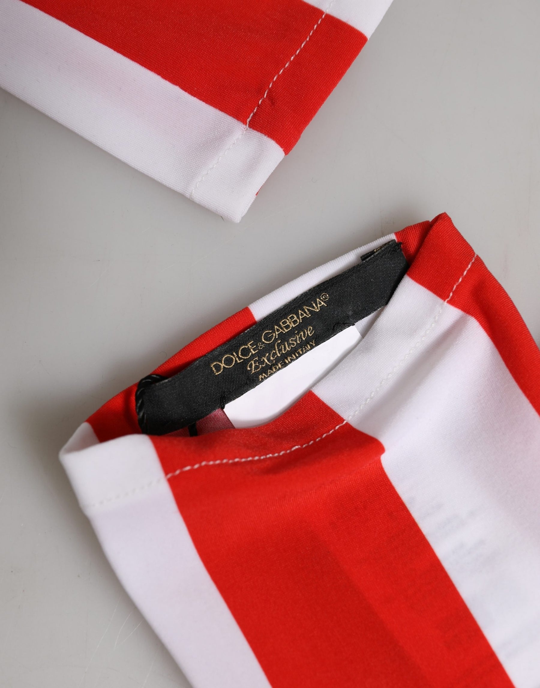 Dolce & Gabbana Red White Stripes Nylon Elbow Length Women Gloves | Regal Royce