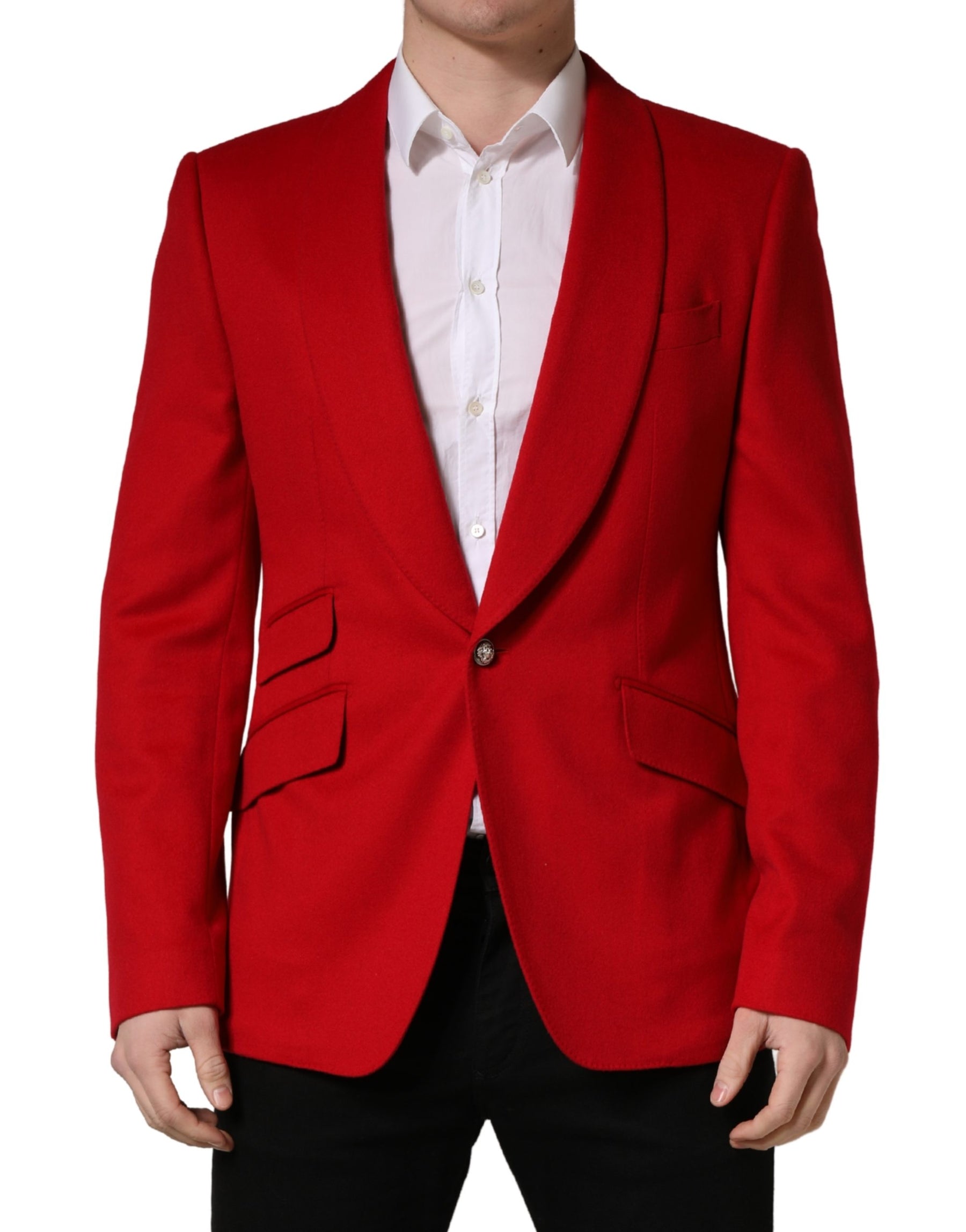 Dolce & Gabbana Red Cashmere Single Breasted Jacket Blazer | Regal Royce