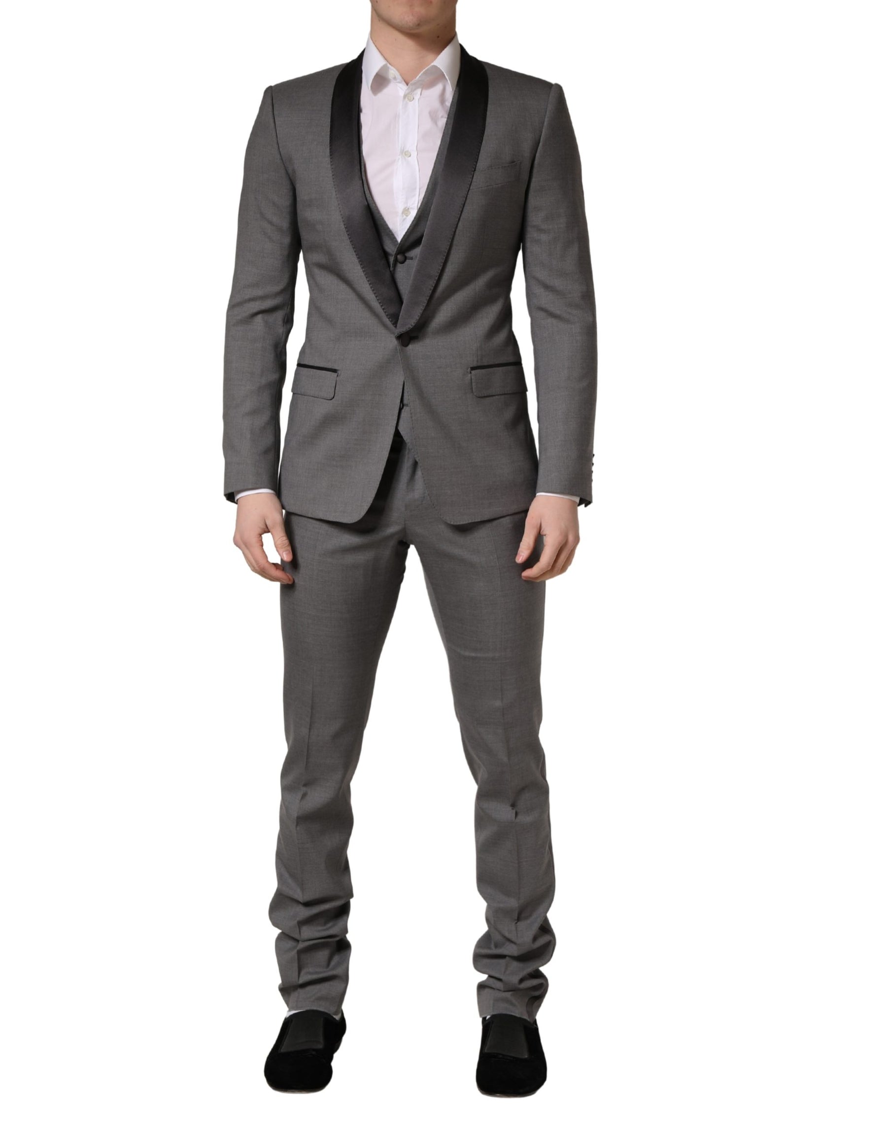 Dolce & Gabbana Gray Wool Single Breasted 1 Button 3PC Suit | Regal Royce