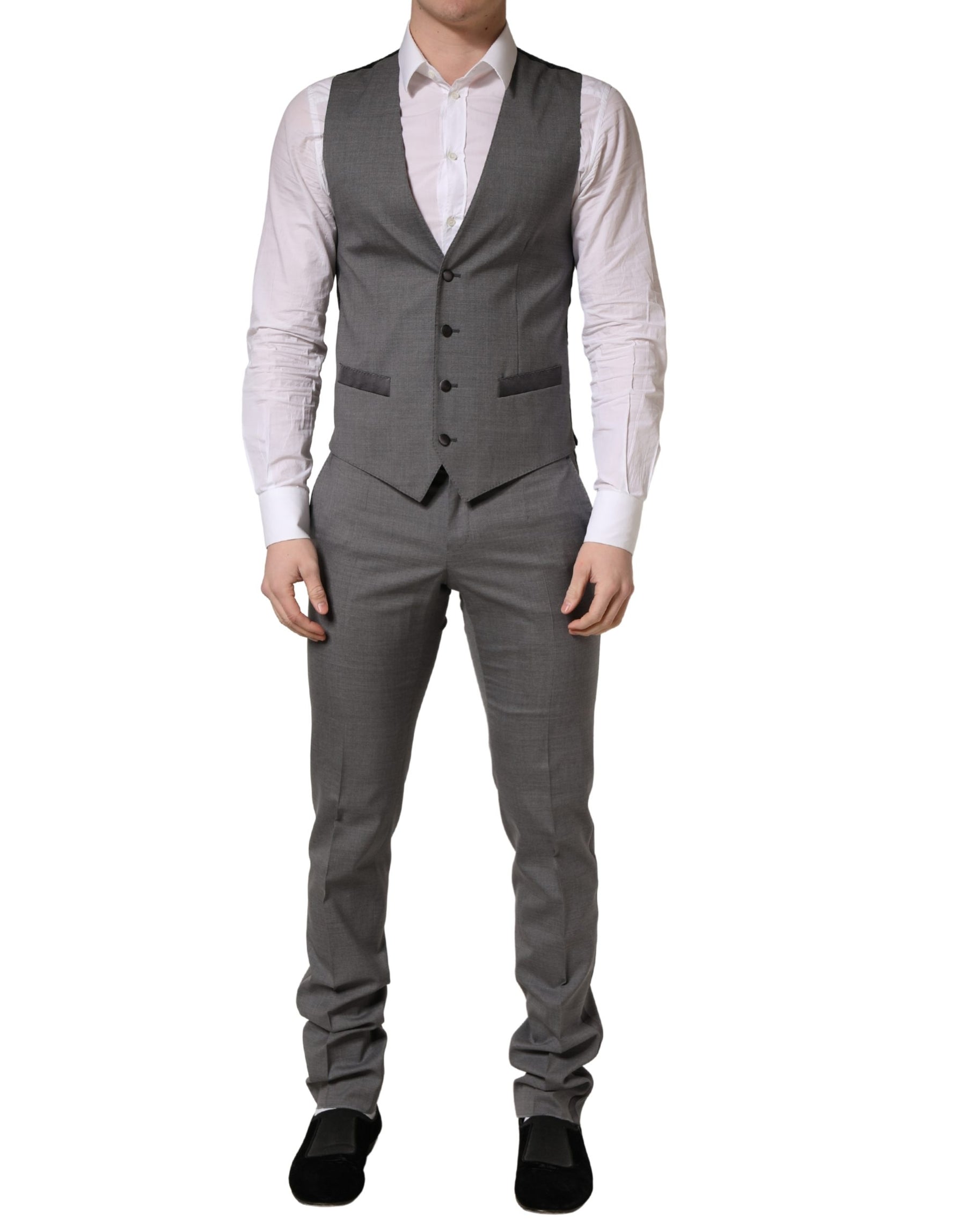 Dolce & Gabbana Gray Wool Single Breasted 1 Button 3PC Suit | Regal Royce