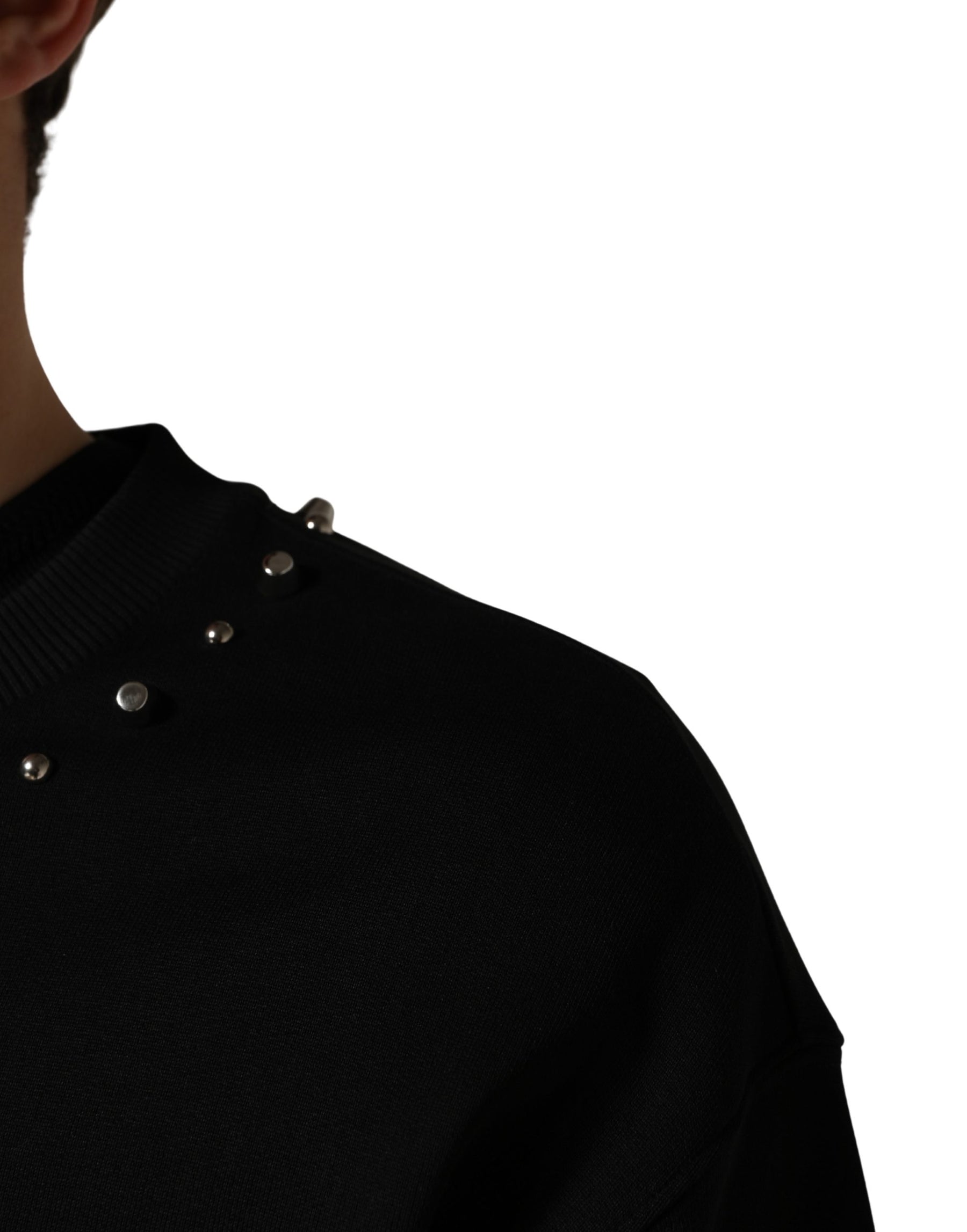 Dolce & Gabbana Black Embellished Cotton Sweatshirt Sweater | Regal Royce