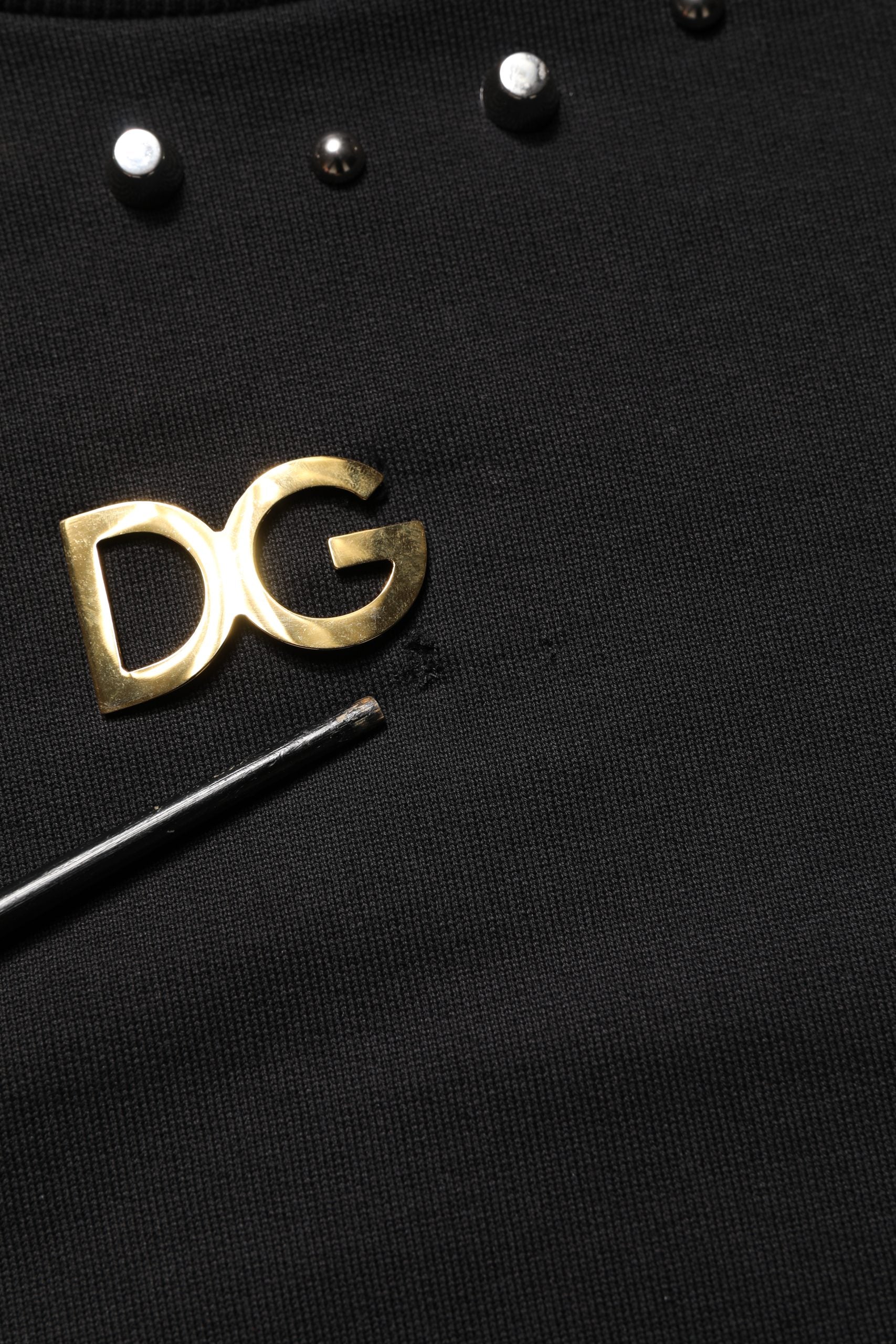 Dolce & Gabbana Black Embellished Cotton Sweatshirt Sweater | Regal Royce