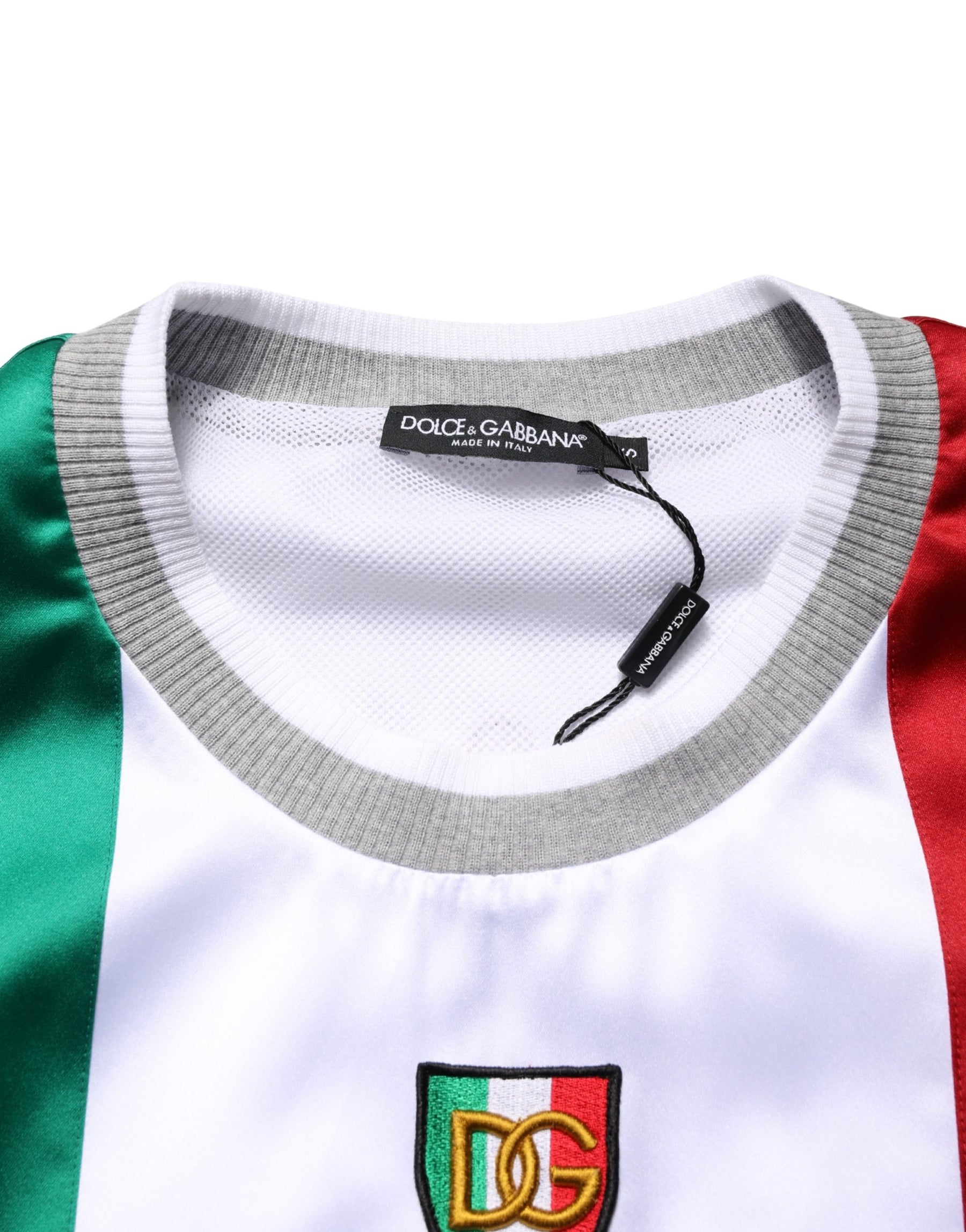 Dolce & Gabbana Multicolor Italia DG Logo Satin Tank T-shirt | Regal Royce