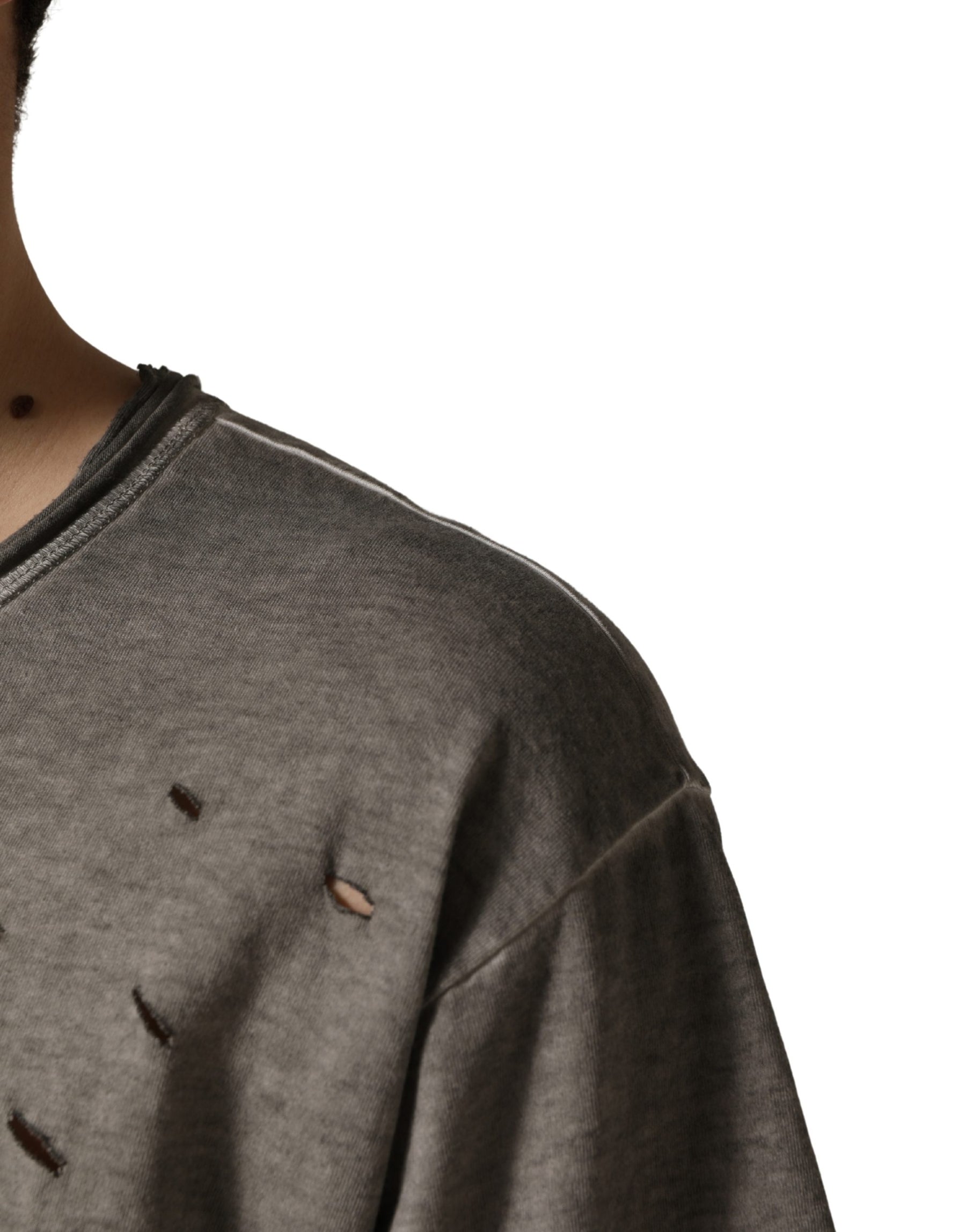 Dolce & Gabbana Gray DG Logo Print Cotton Round Neck T-shirt | Regal Royce