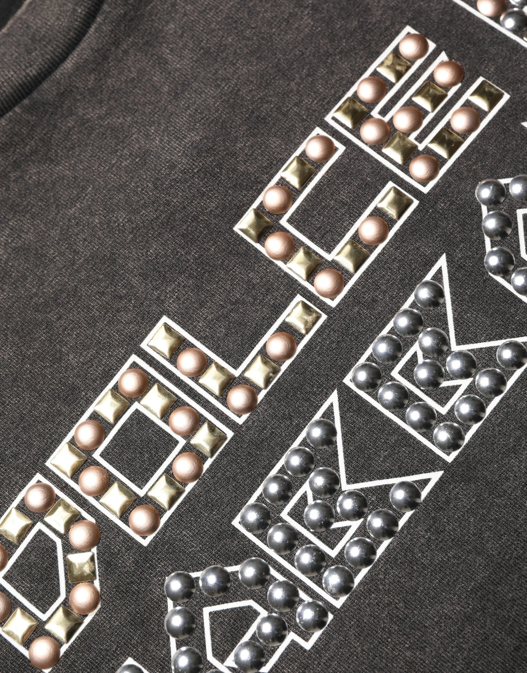 Dolce & Gabbana Gray Logo Embellished Men Crew Neck T-shirt | Regal Royce