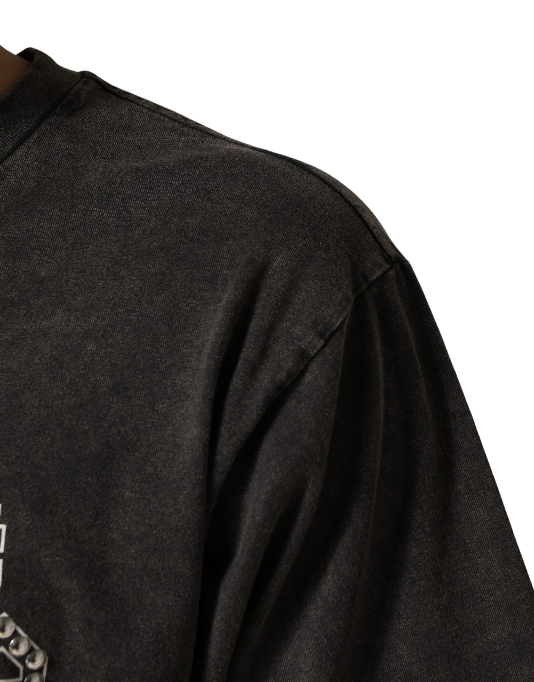 Dolce & Gabbana Gray Logo Embellished Men Crew Neck T-shirt | Regal Royce