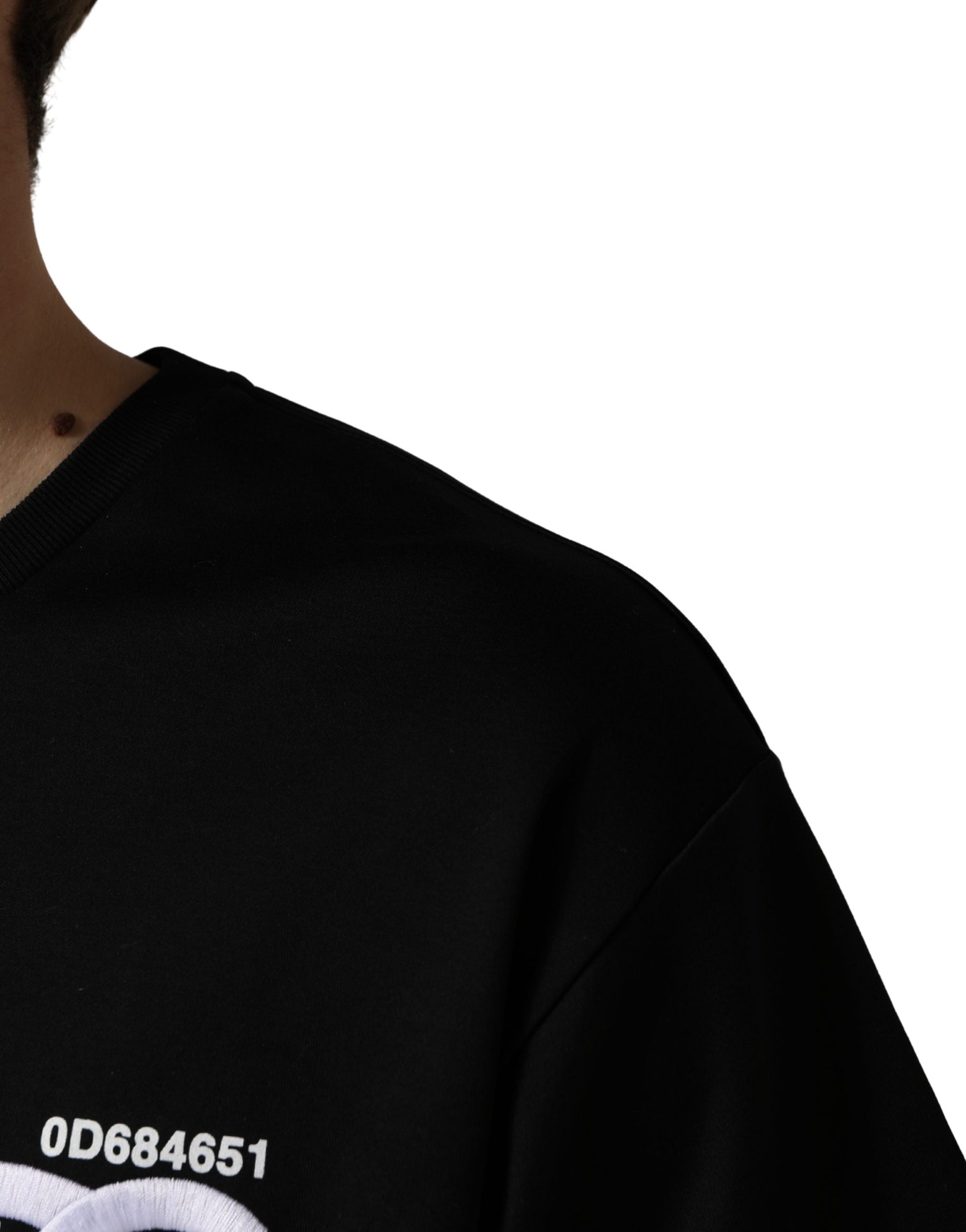 Dolce & Gabbana Black Logo Embroidered Men Crew Neck T-shirt | Regal Royce