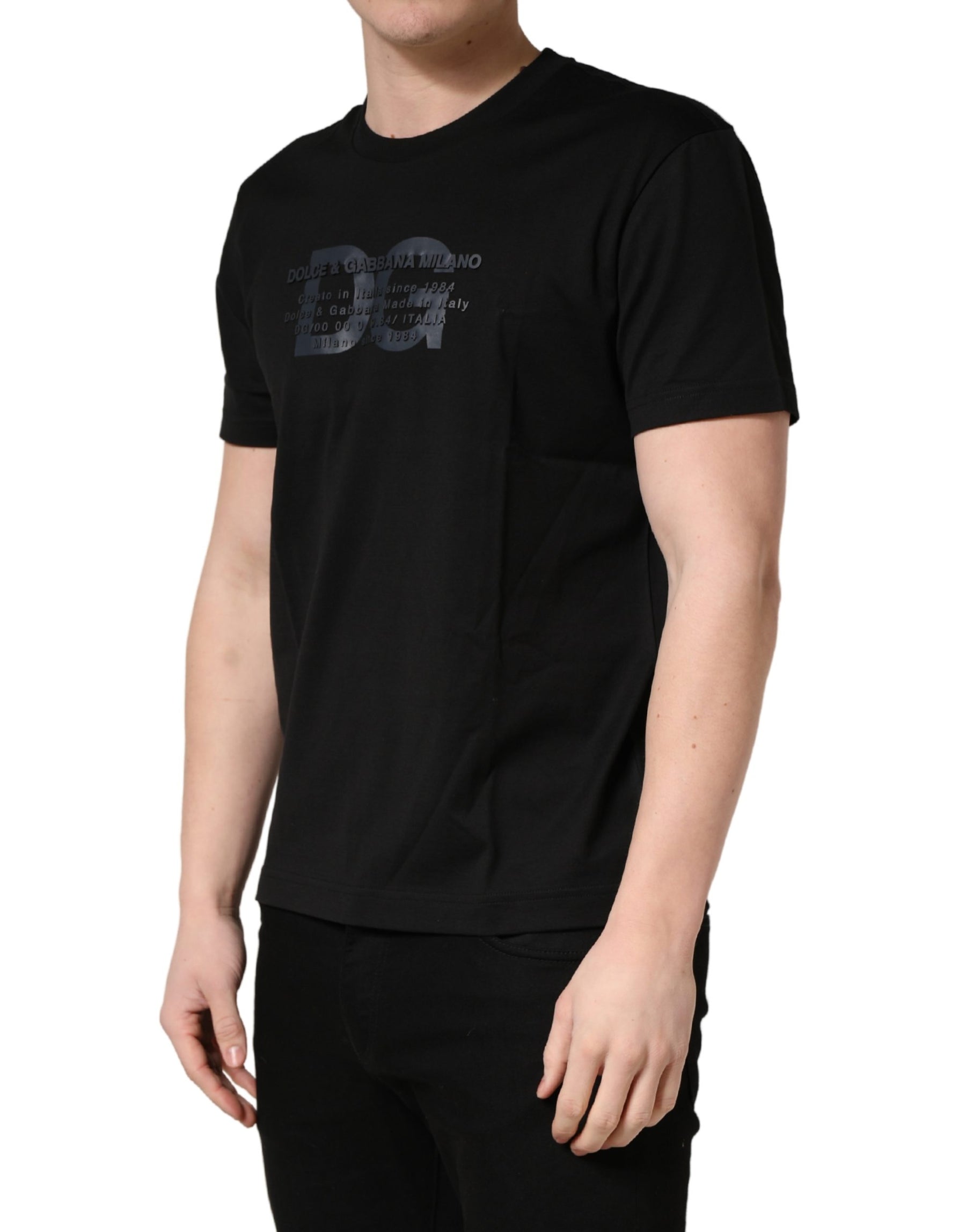 +39 MASQ Black Logo DG Print Cotton Crew Neck T-shirt | Regal Royce