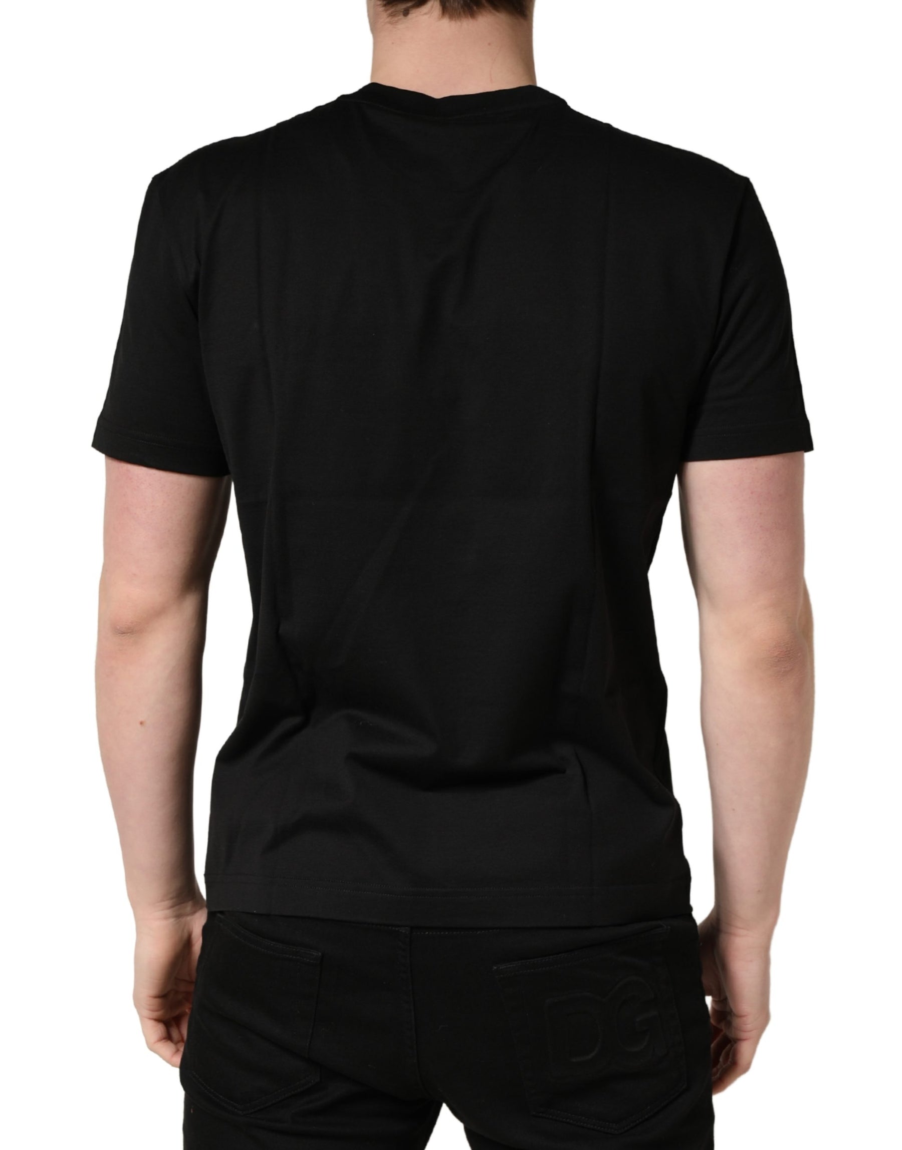 +39 MASQ Black Logo DG Print Cotton Crew Neck T-shirt | Regal Royce