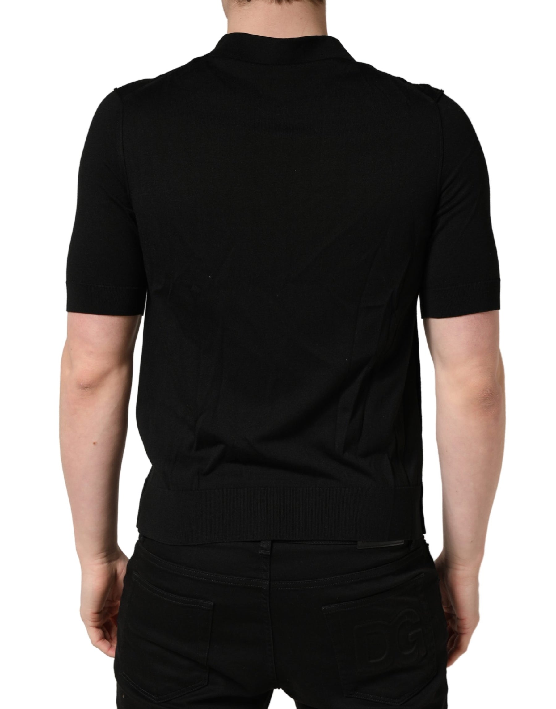 Dolce & Gabbana Black Wool Short Sleeves Men Polo  T-shirt | Regal Royce