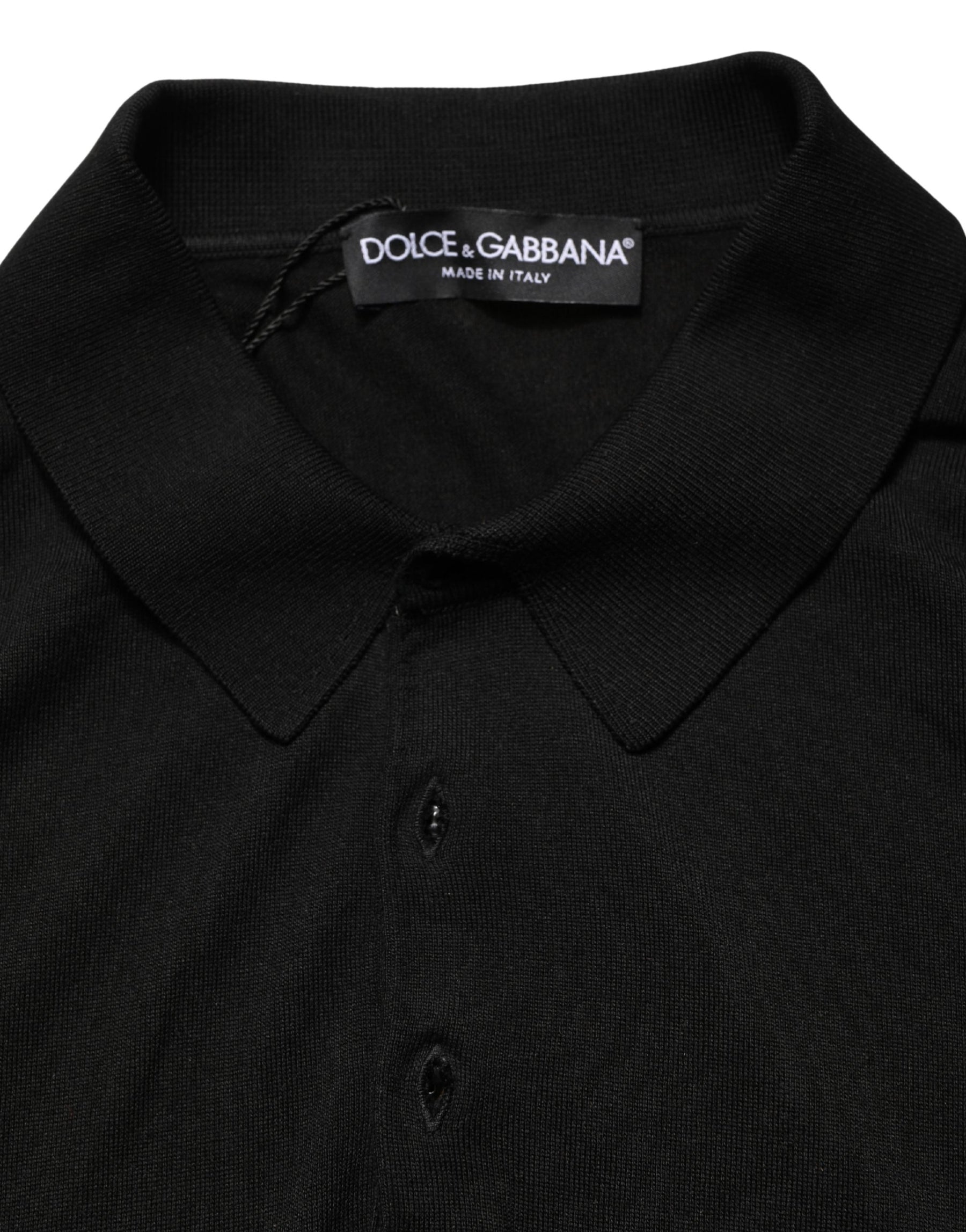 Dolce & Gabbana Black Wool Short Sleeves Men Polo  T-shirt | Regal Royce