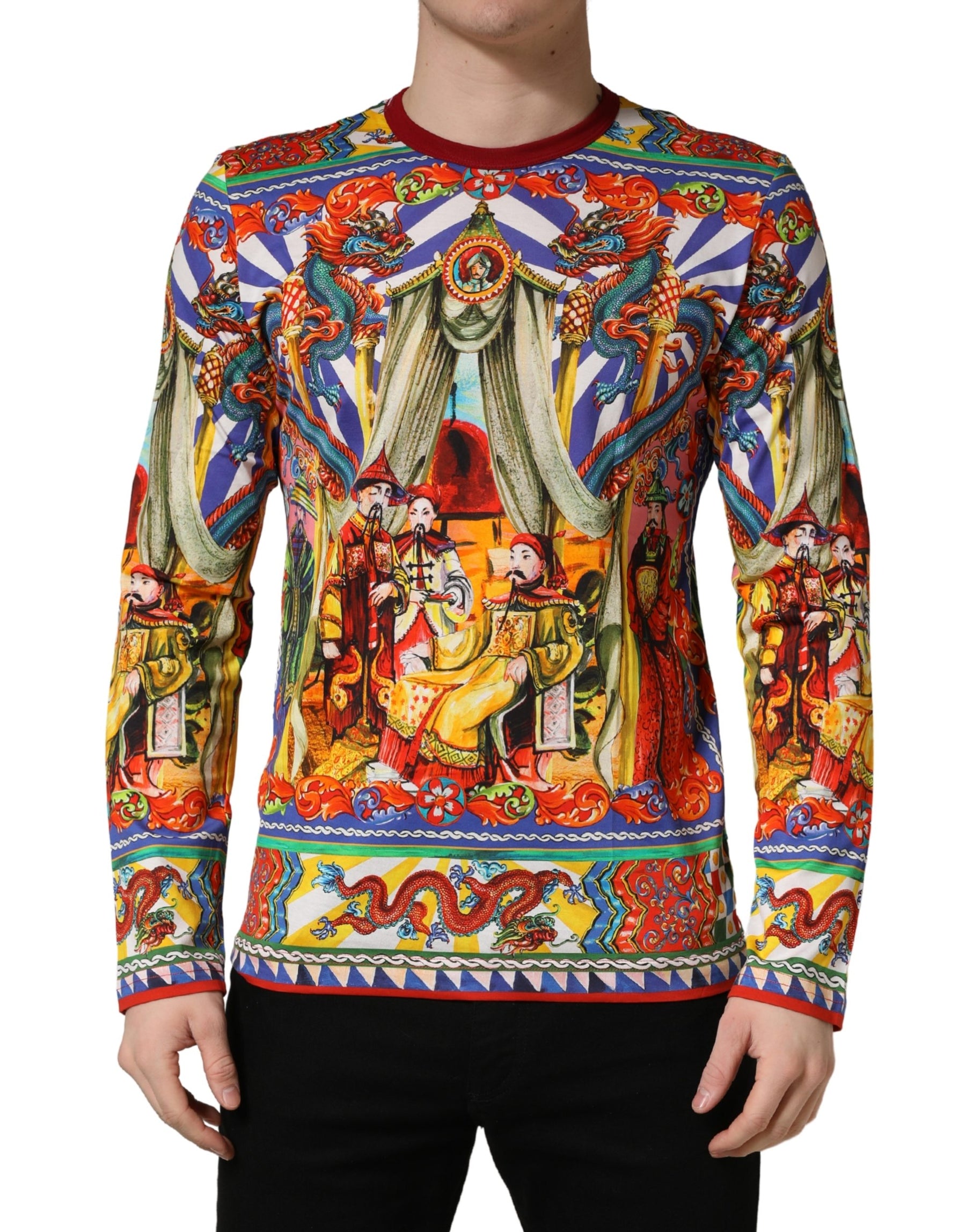 Dolce & Gabbana Multicolor Teatro Dei Pupi Men Long Sleeves  T-shirt | Regal Royce