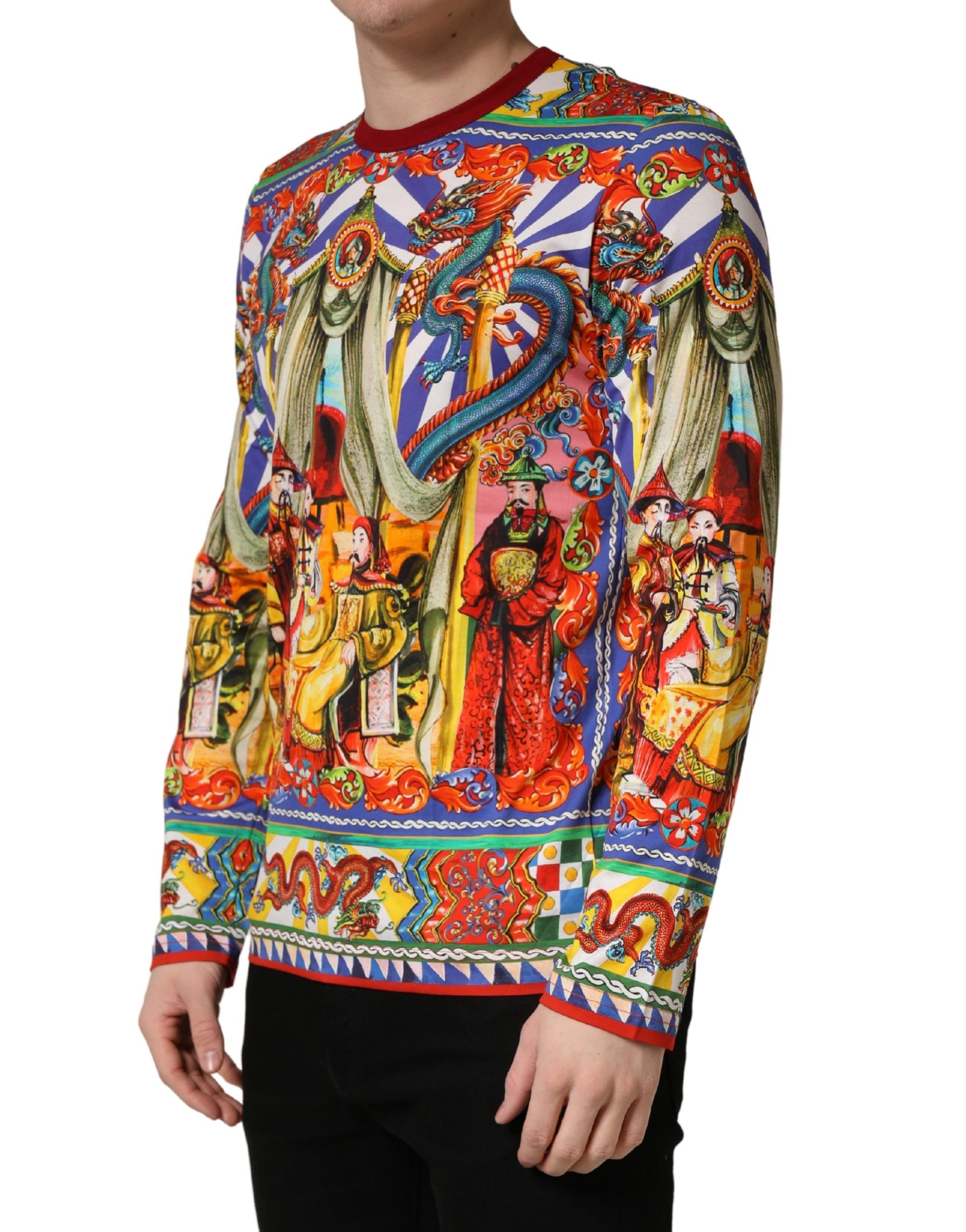 Dolce & Gabbana Multicolor Teatro Dei Pupi Men Long Sleeves  T-shirt | Regal Royce