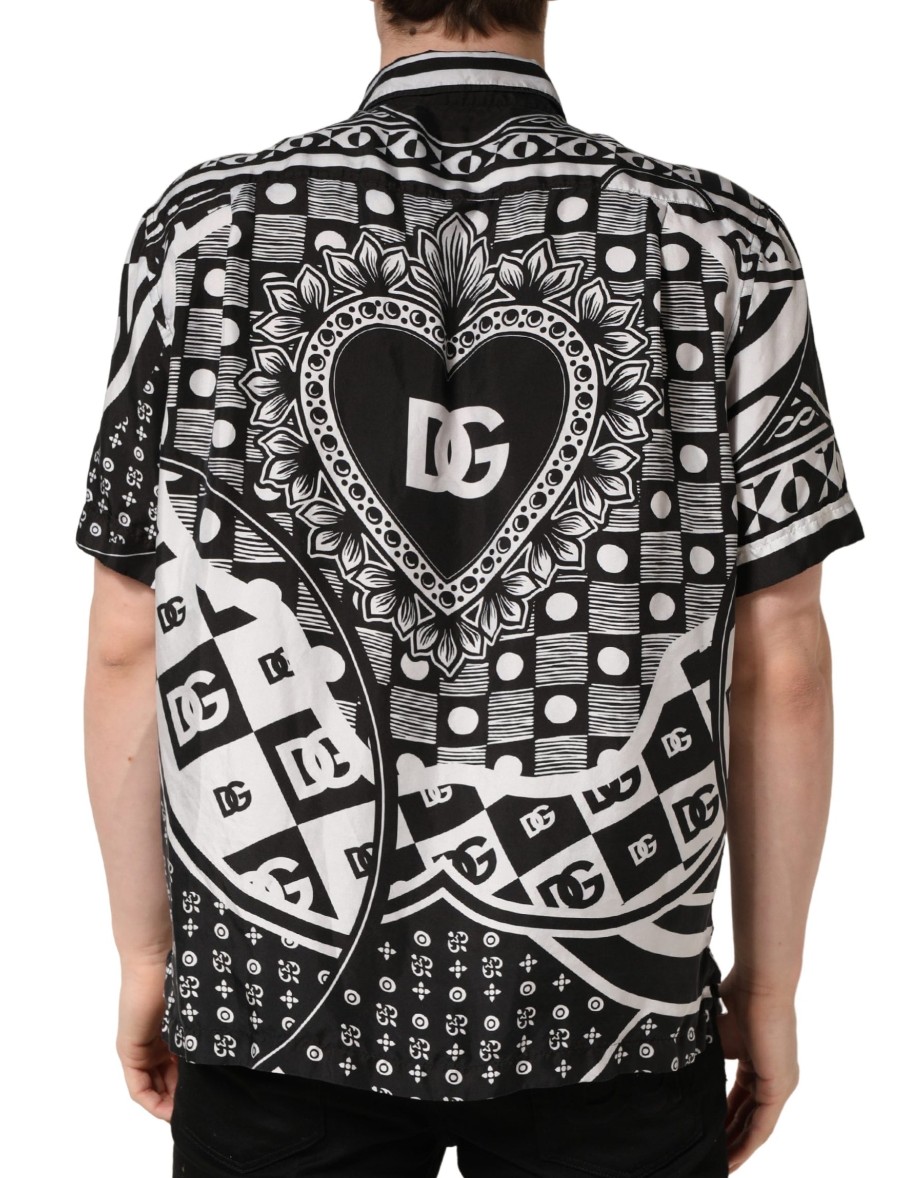 Dolce & Gabbana Black White Bandana Print Collared Shirt | Regal Royce