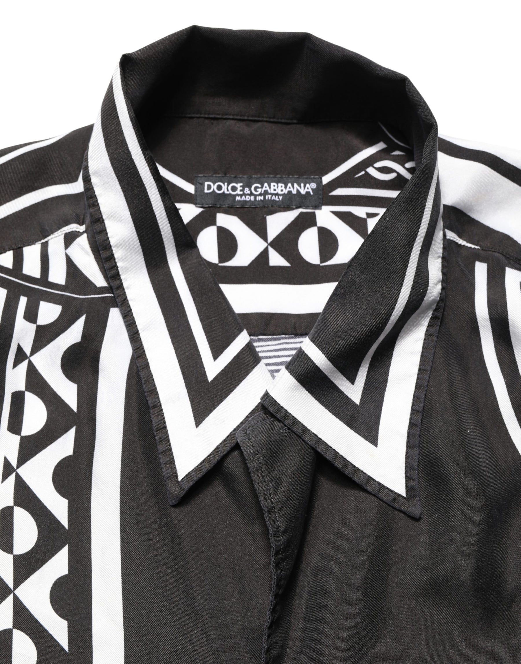Dolce & Gabbana Black White Bandana Print Collared Shirt | Regal Royce