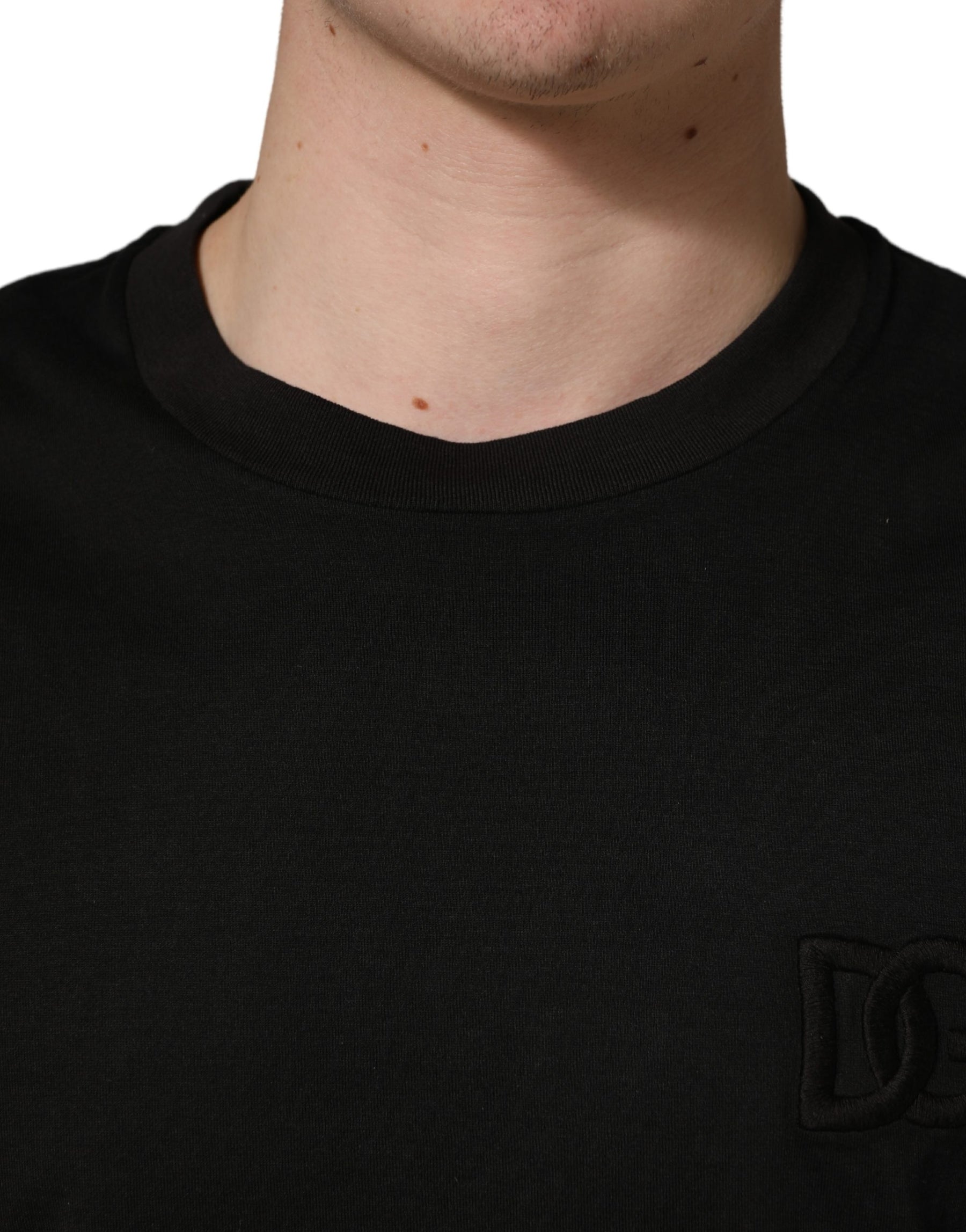 Dolce & Gabbana Black Cotton Short Sleeves Crew Neck  T-shirt | Regal Royce