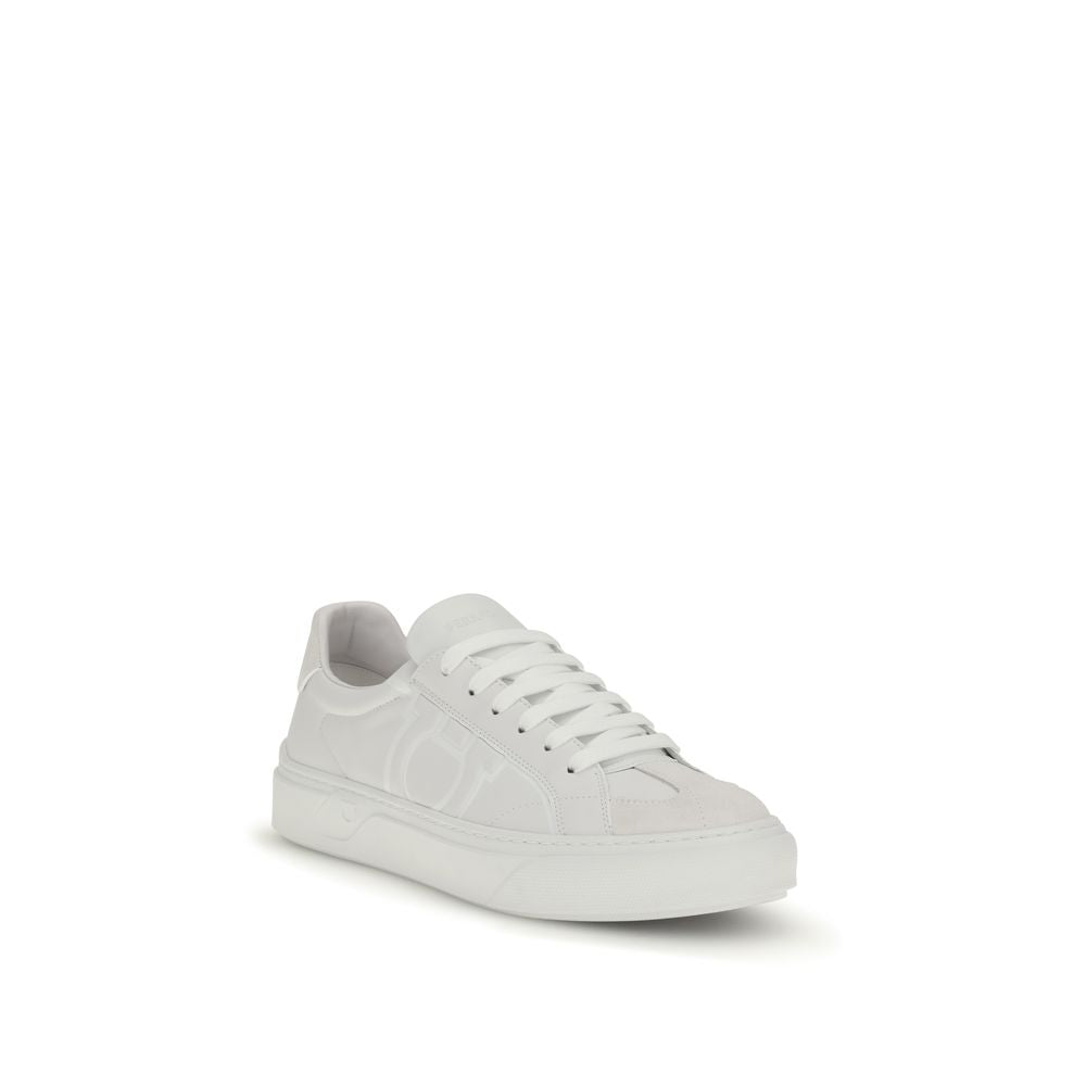 Ferragamo White Calf Leather Bos Taurus Sneakers | Regal Royce