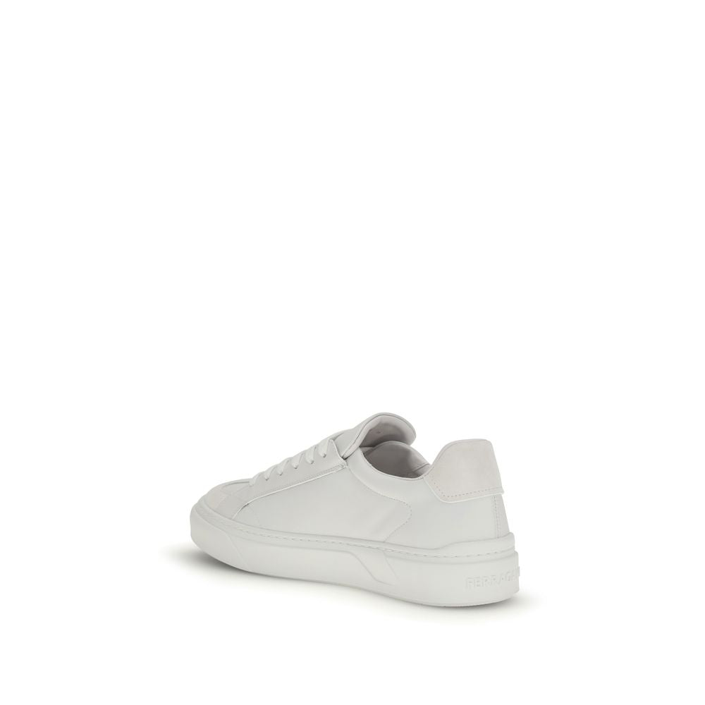Ferragamo White Calf Leather Bos Taurus Sneakers | Regal Royce