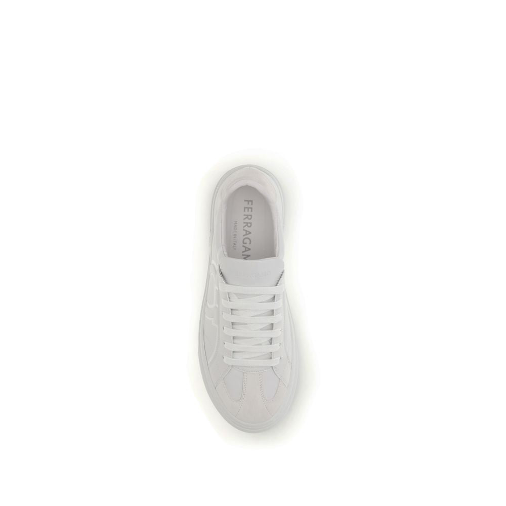 Ferragamo White Calf Leather Bos Taurus Sneakers | Regal Royce
