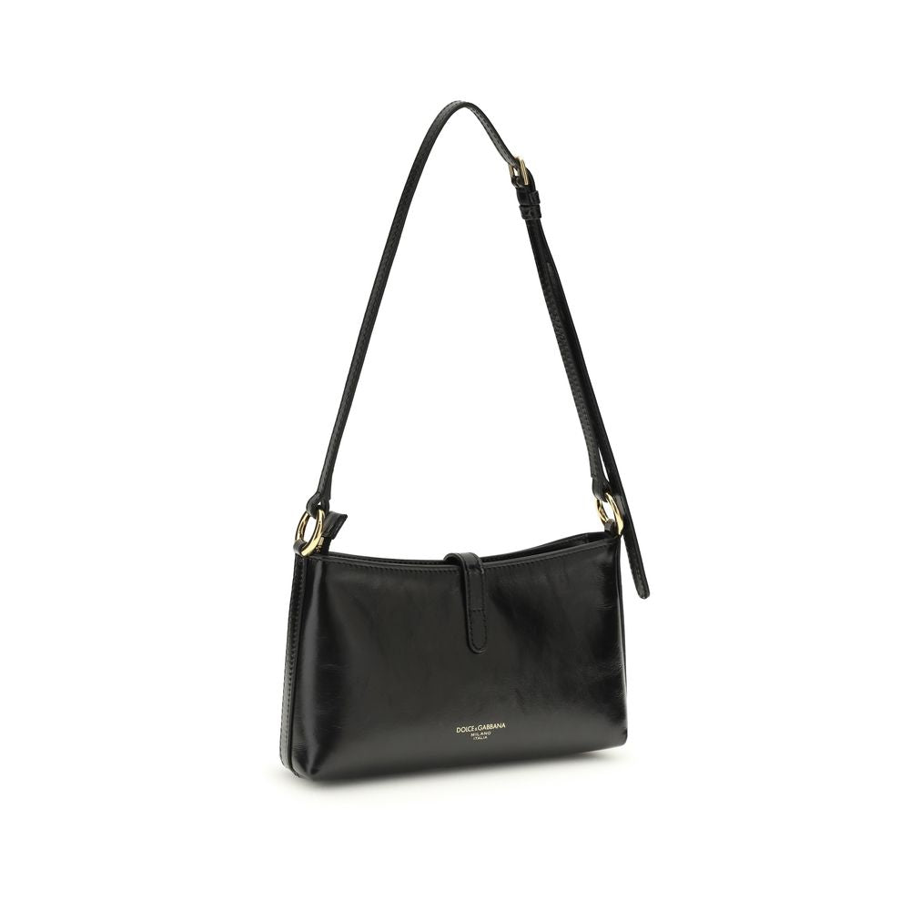 Dolce & Gabbana Black Calf Leather Bos Taurus Shoulder Bag | Regal Royce